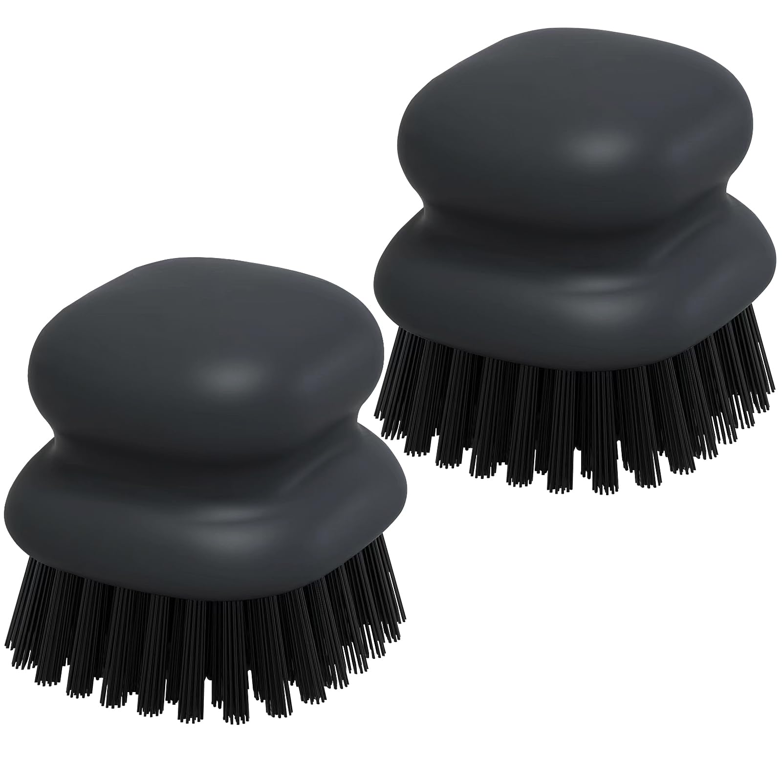 2Pack Dish Scrub Brush, Palm Brush Dish Scrubber with Ergonomic Grip, Kitchen Scrub Brushes for Cleaning for Pans, Pots, Kitchen Sink Cleaning-Black