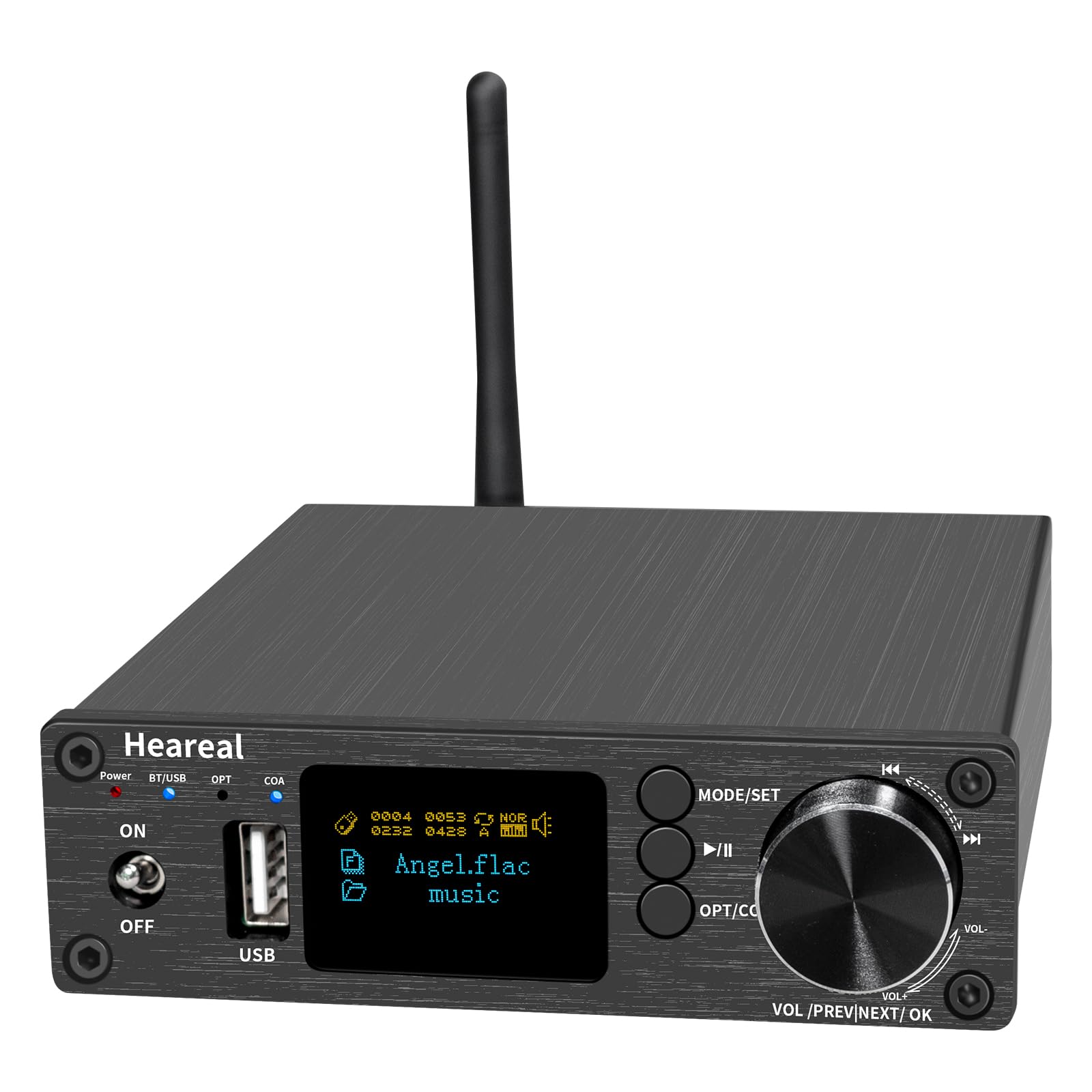 Ricettitore DAC Bluetooth, ingresso USB/fibra/coassiale, uscita RCA/3.5mm