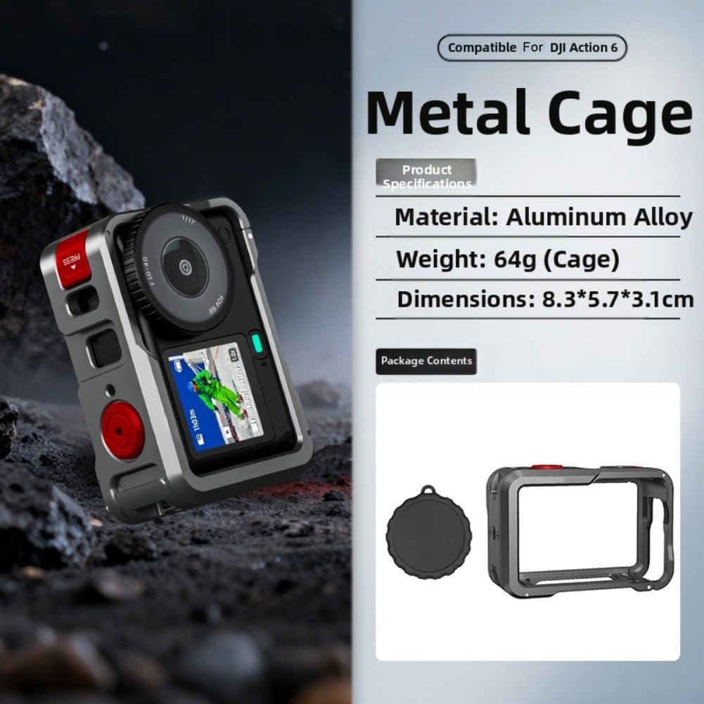 Cage En Aluminium Pour Accessoires Dji Osmo Action 6 Accessoires - Action6 Pro Étui De Protection En Métal, Cadre De Protection Av - Appareil Photo Cage En Aluminium Pour Accessoires Dji Osmo Action 6 Accessoires - Action6 Pro Étui De Protection En Métal, Cadre De Protection Av - Appareil Photo