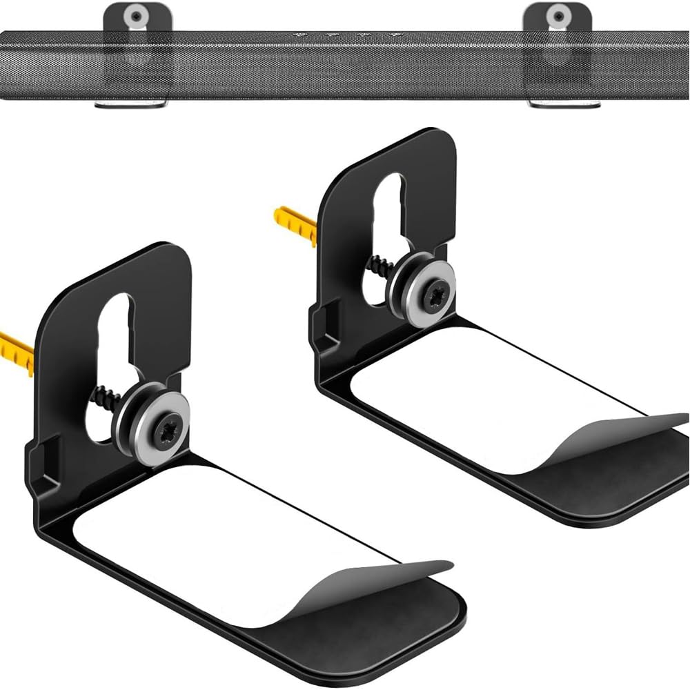 8 soportes de pared de metal, soportes de barra de sonido, soporte de pared debajo de la televisión, soportes de pared para montaje en pared, soportes auditivos con fácil instalación (9 x 5,7 x 5 cm)