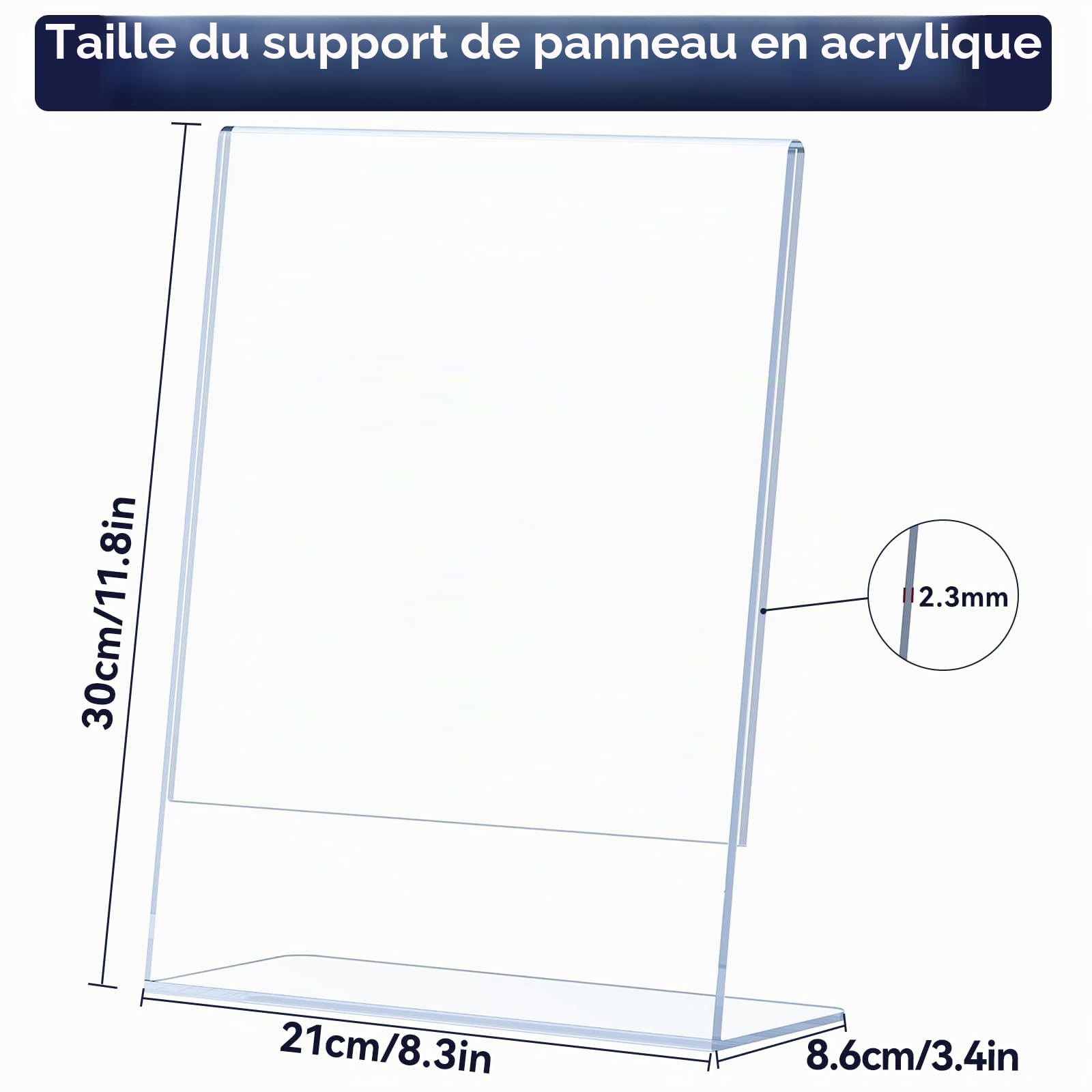 Porte Affiche A4, 4 Présentoirs Flyer Acrylique, Porte Documents A4 Incliné Transparent, Porte Nom Table pour Restaurant, Bureau, Magasin, Comptoir