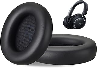 AHG Premium Replacement Soundcore Space Q45 headphones Ear Pads/Soundcore Q45 ear Cushions compatible with Anker Soundcore Space Q45 headphones (Black). Premium Protein Leather/High-Density Foam