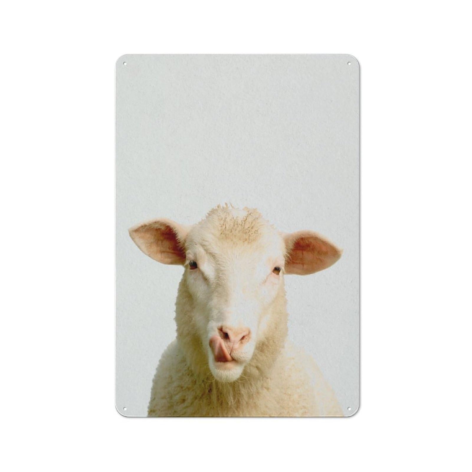 Junmoney Style-21 Sheep (2) Decorative Metal Plaque 30X20cm, Shop Front Style Bistro Wall Plaque For Tea Room, Shop Wall Or Breakfast Area