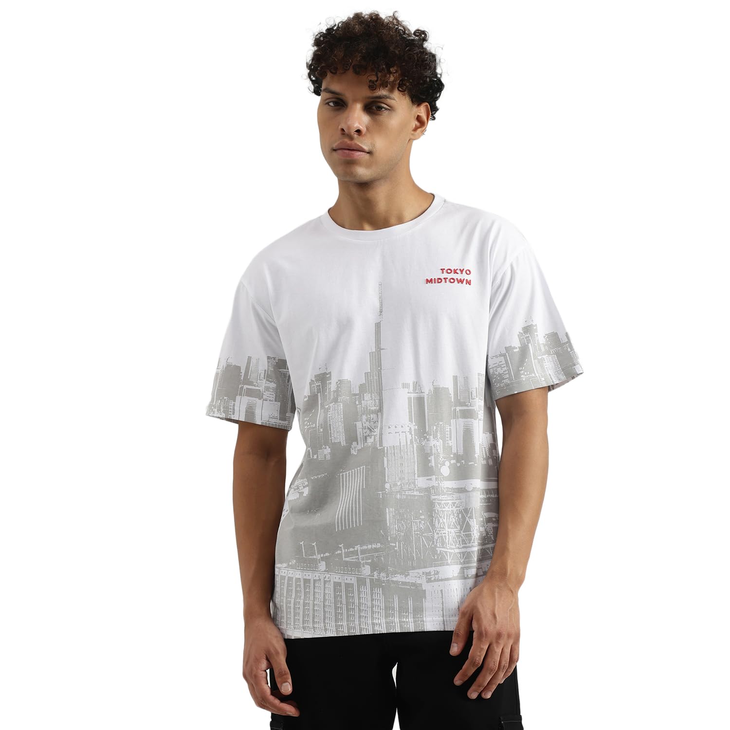 United Colors of Benetton Men Black Boxy Cotton T-Shirt