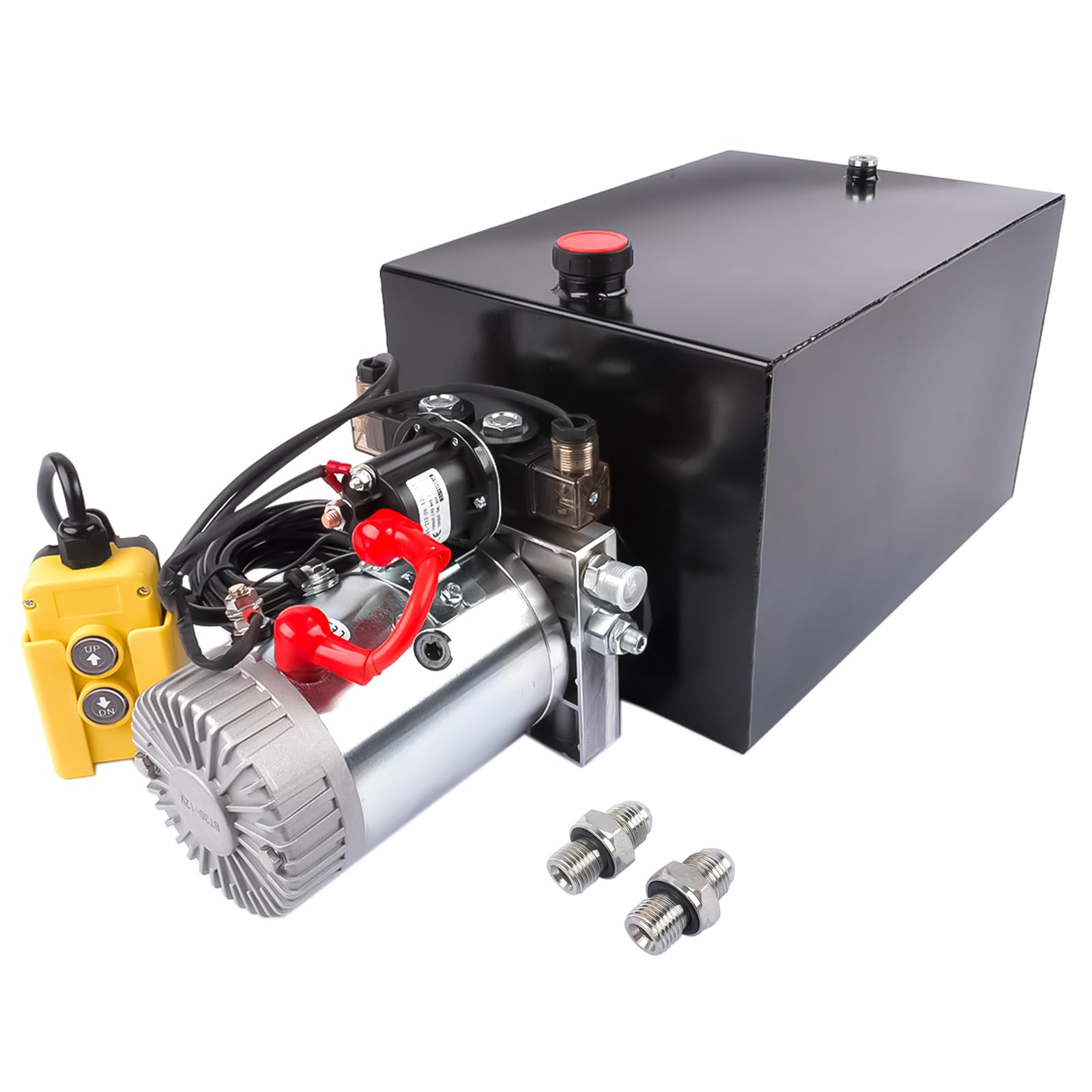 Hydraulic Power Unit Hydraulic Dump Trailer Pump 3200 PSI 20 Quart Steel Reservoir 12 Volt DC Double Action Powering Unit Mixizap