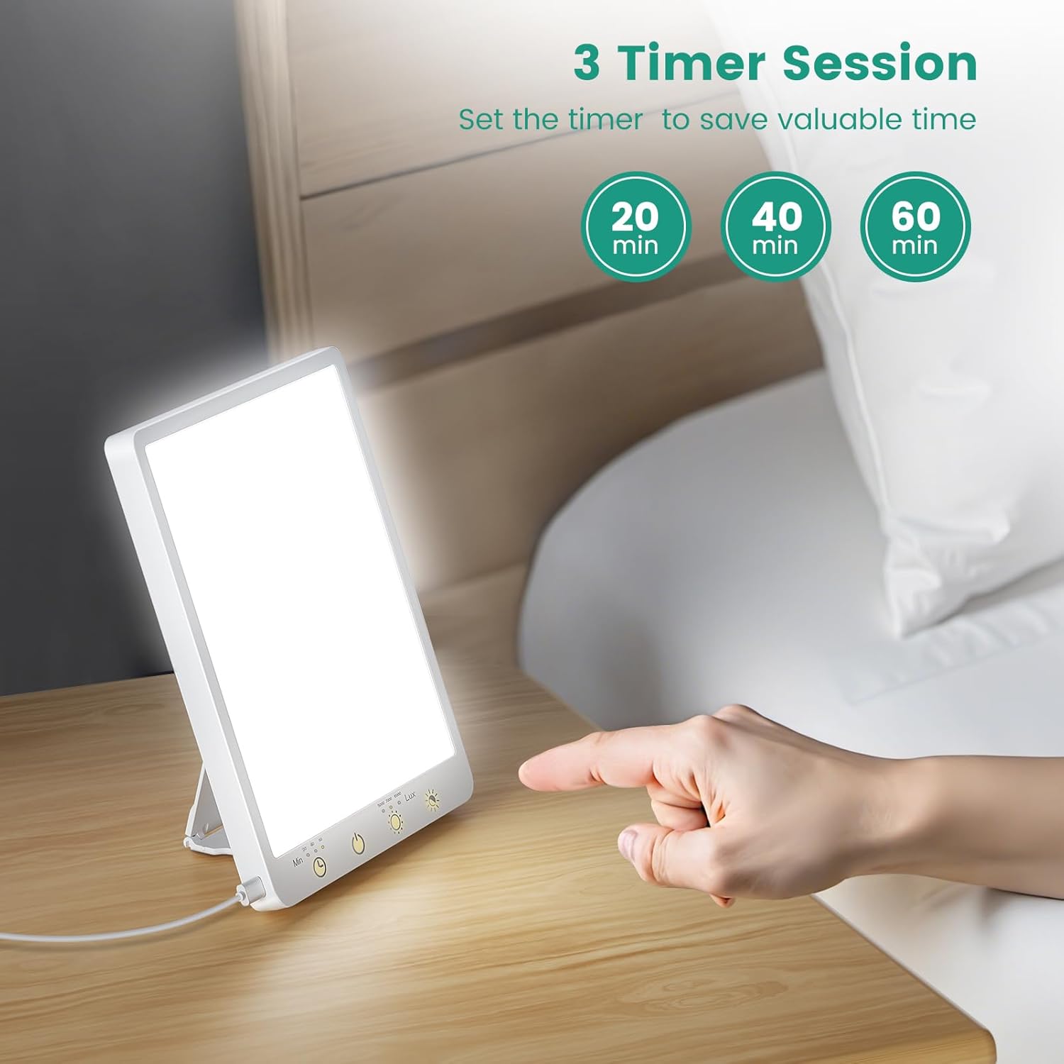 Light Therapy Lamp - 10000 Lux 3 Color Temperature & Wall Mountable, with Memory Function, Touch Control Portable Light Therapy Lamp for Home & Office (Wired Only). - Image 7