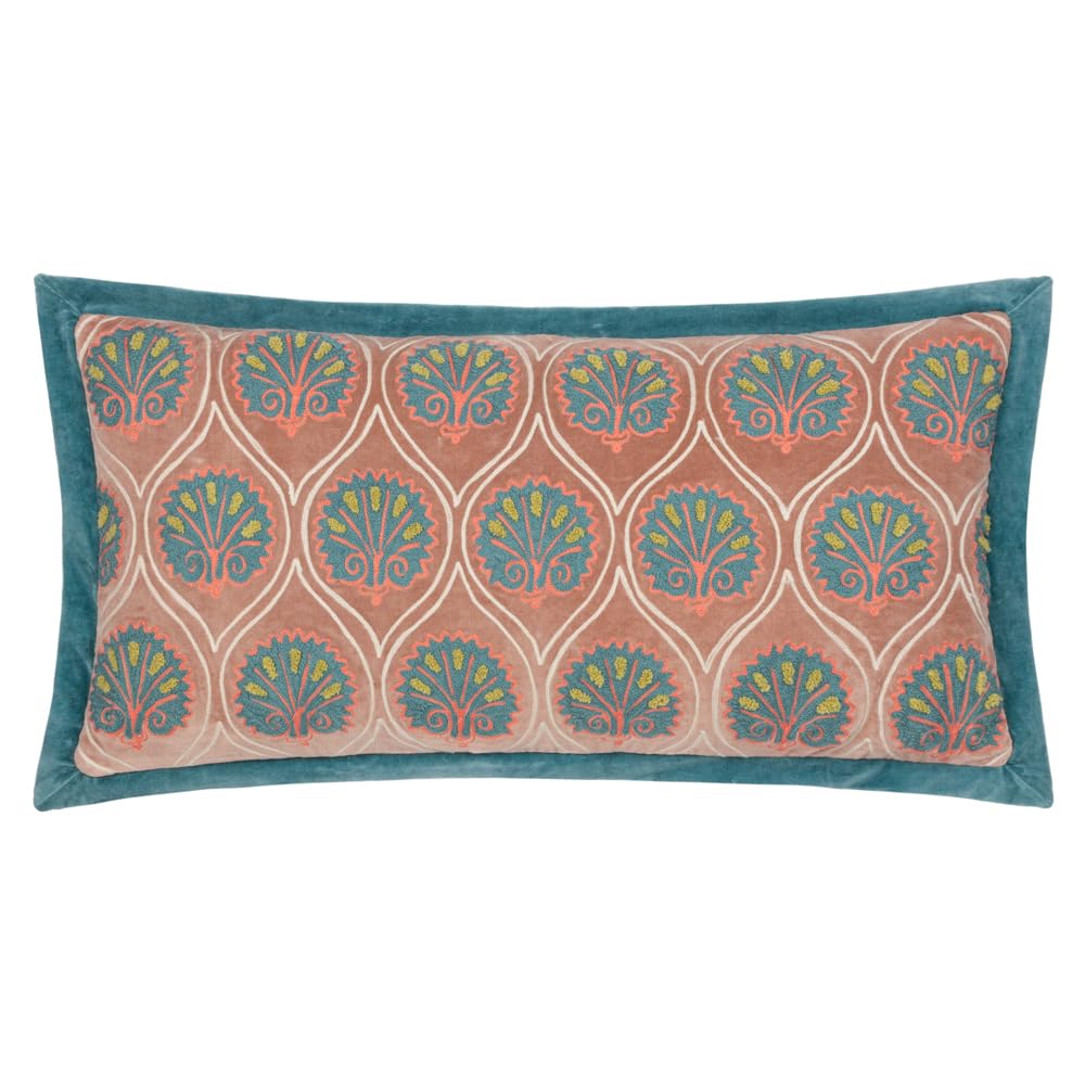 Paoletti Casa Embroidered Cotton Velvet Feather Filled Cushion from B&Q