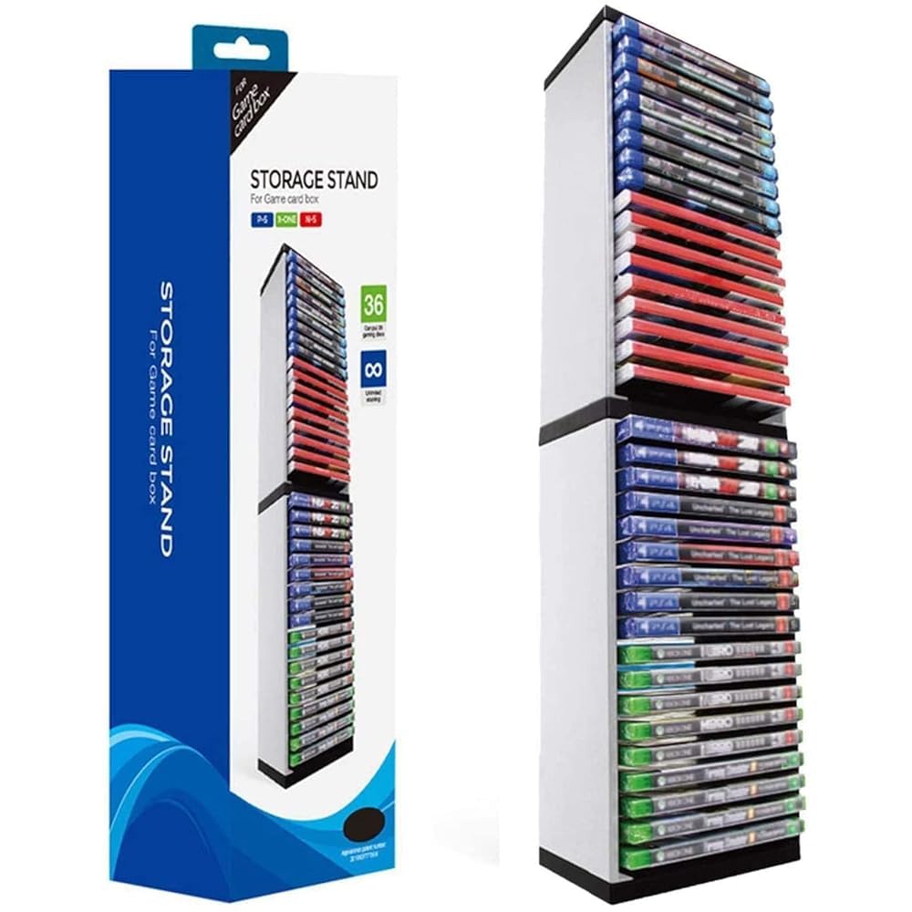 Torre de almacenamiento de videojuegos, organizador para PS5, capacidad para múltiples juegos, diseño compacto para un fácil acceso, ideal para jugadores y organización de sala de juegos
