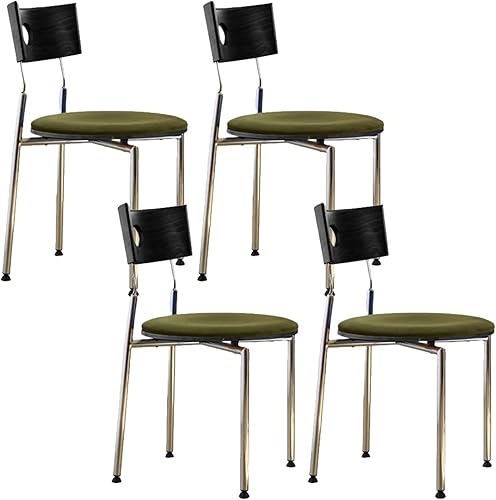 Miniatura 30 de Stackable Dining Chairs Set, Kitchen Chair with Curved Backrest, Upholstered Living Room Chair, Occasional Seat Dining Room Chairs with Metal