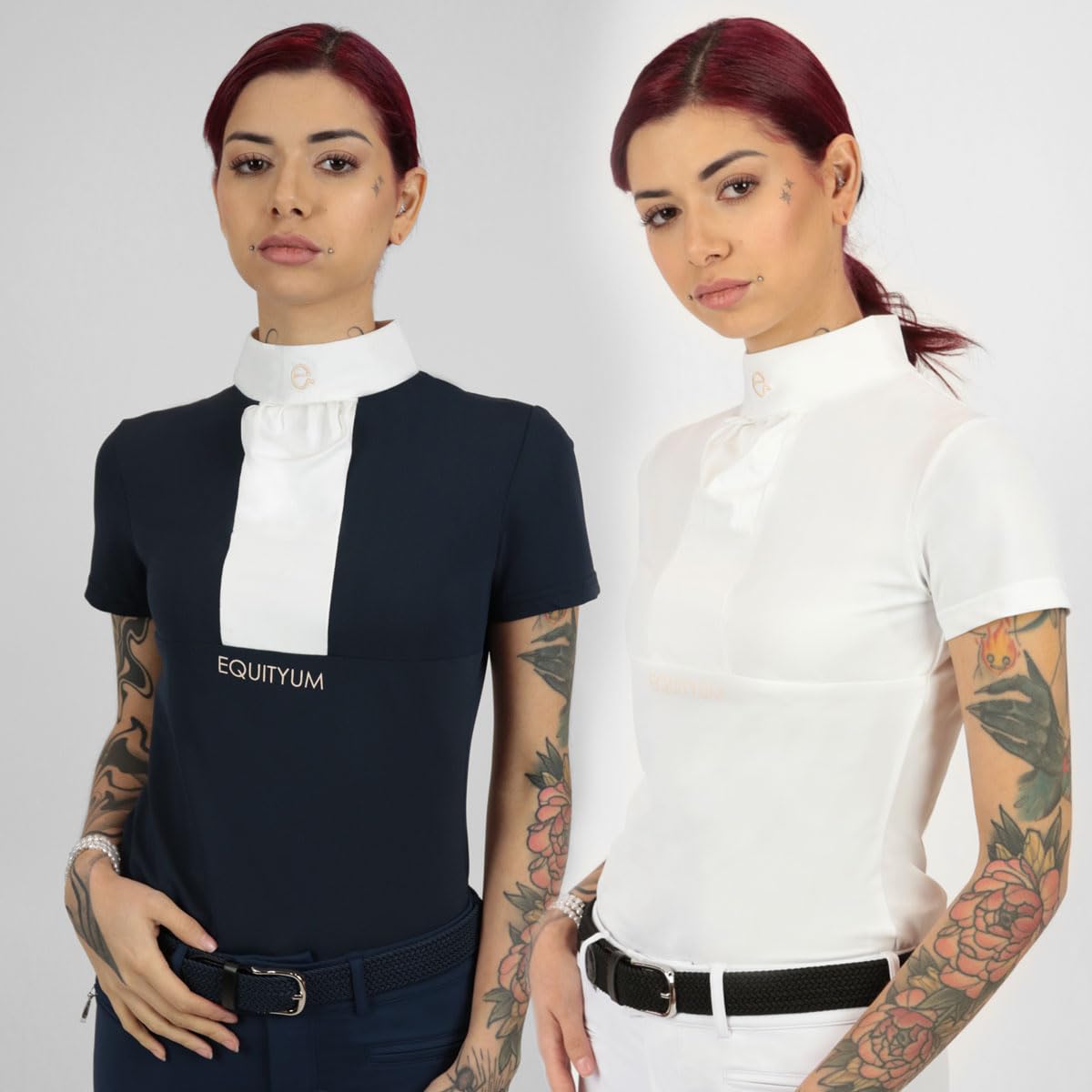 T-Shirt Concorso Donna ADA, vestibilità Aderente, Leggera e Confortevole, Ideale per l’Equitazione (S, Bianco)