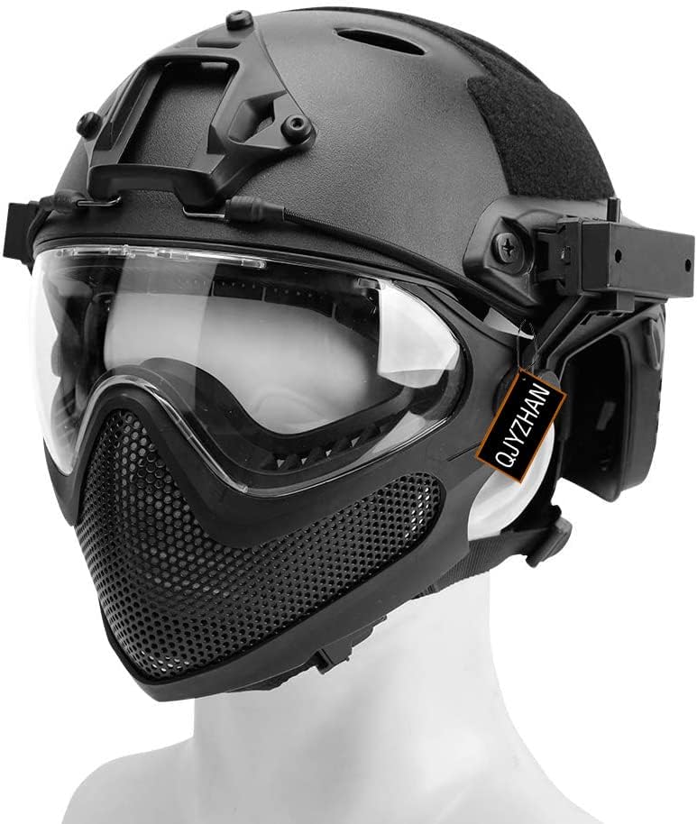 F22 PJ Tactical Fast Helmet, Detachable Mask and Goggles, Cosplay Tactical Riding Airsoft Full Face Protective Helmet