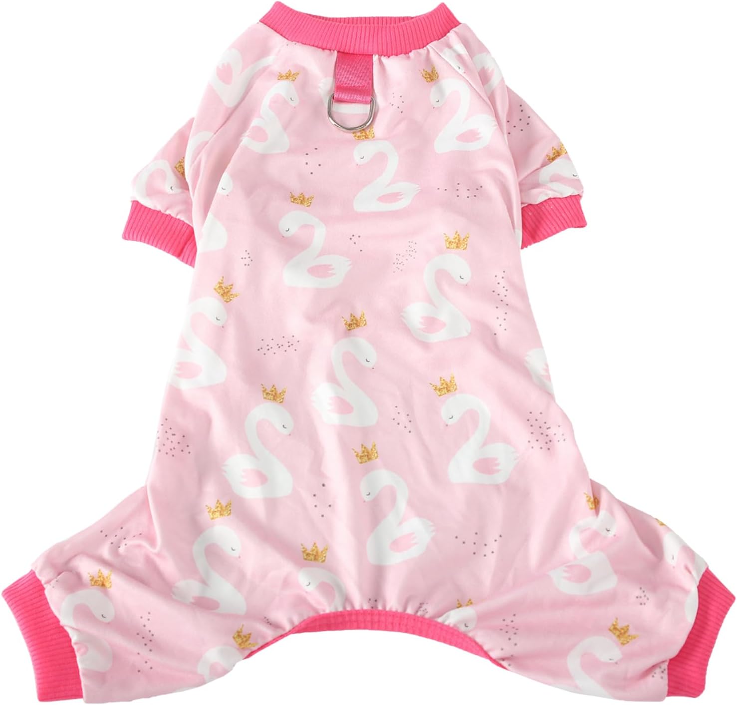 Pijama para Perros Suave y Elástica, Tamaño Pequeño, Color Rosa, Estampado de Cisne