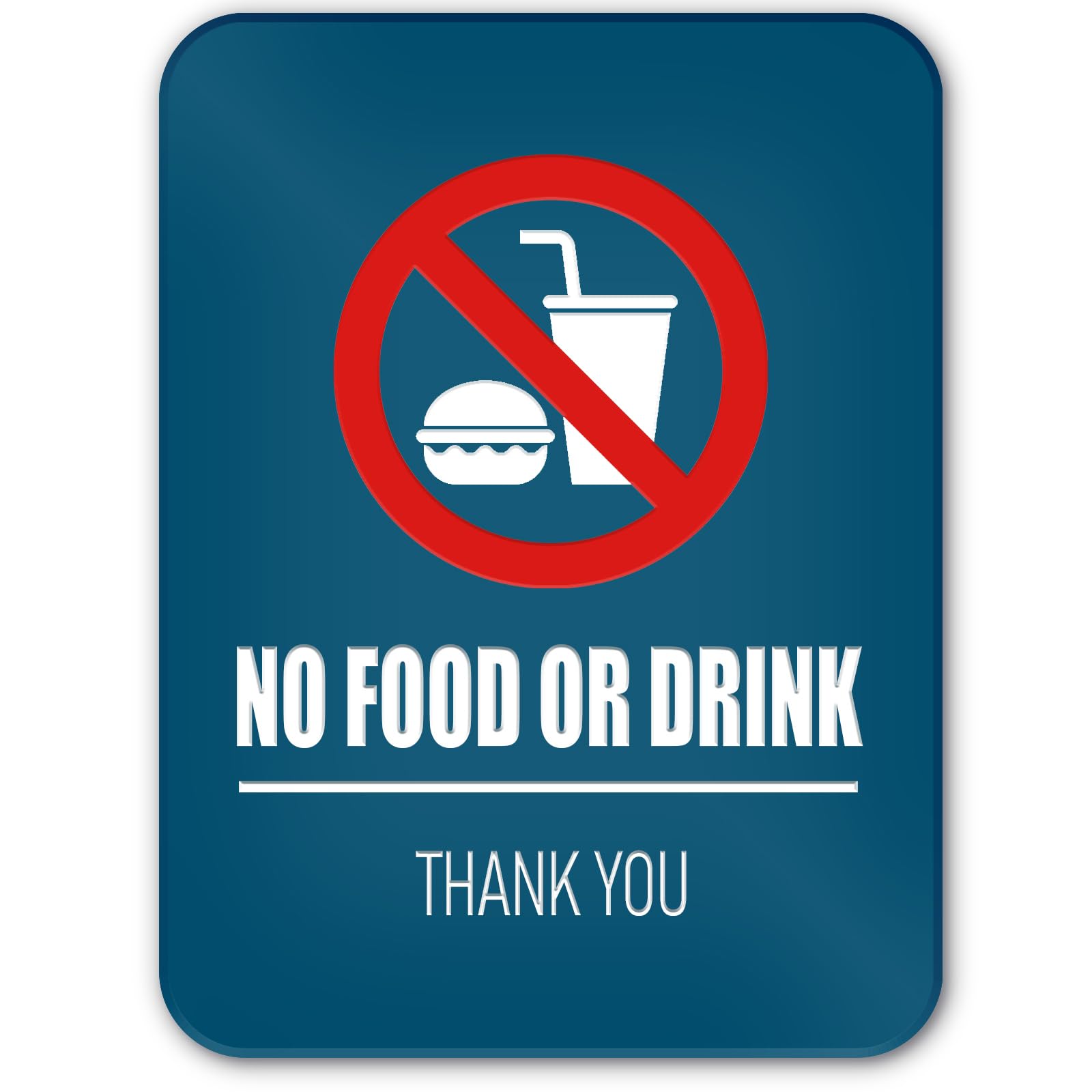 6x8 Inch No Food or Drink Sign, Acrylic Self-stick Door Wall Signage (Dark Blue)