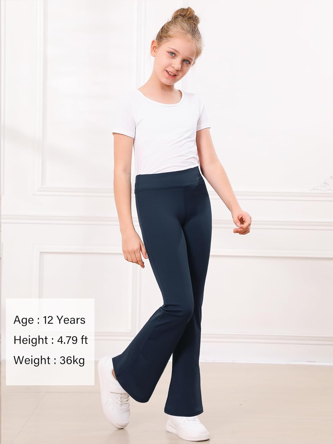 STELLE Girl's Flare Leggings High Waisted Yoga Pants Bootcut Dance Casual Pants Activewear Kids Bell Bottoms - Image 5