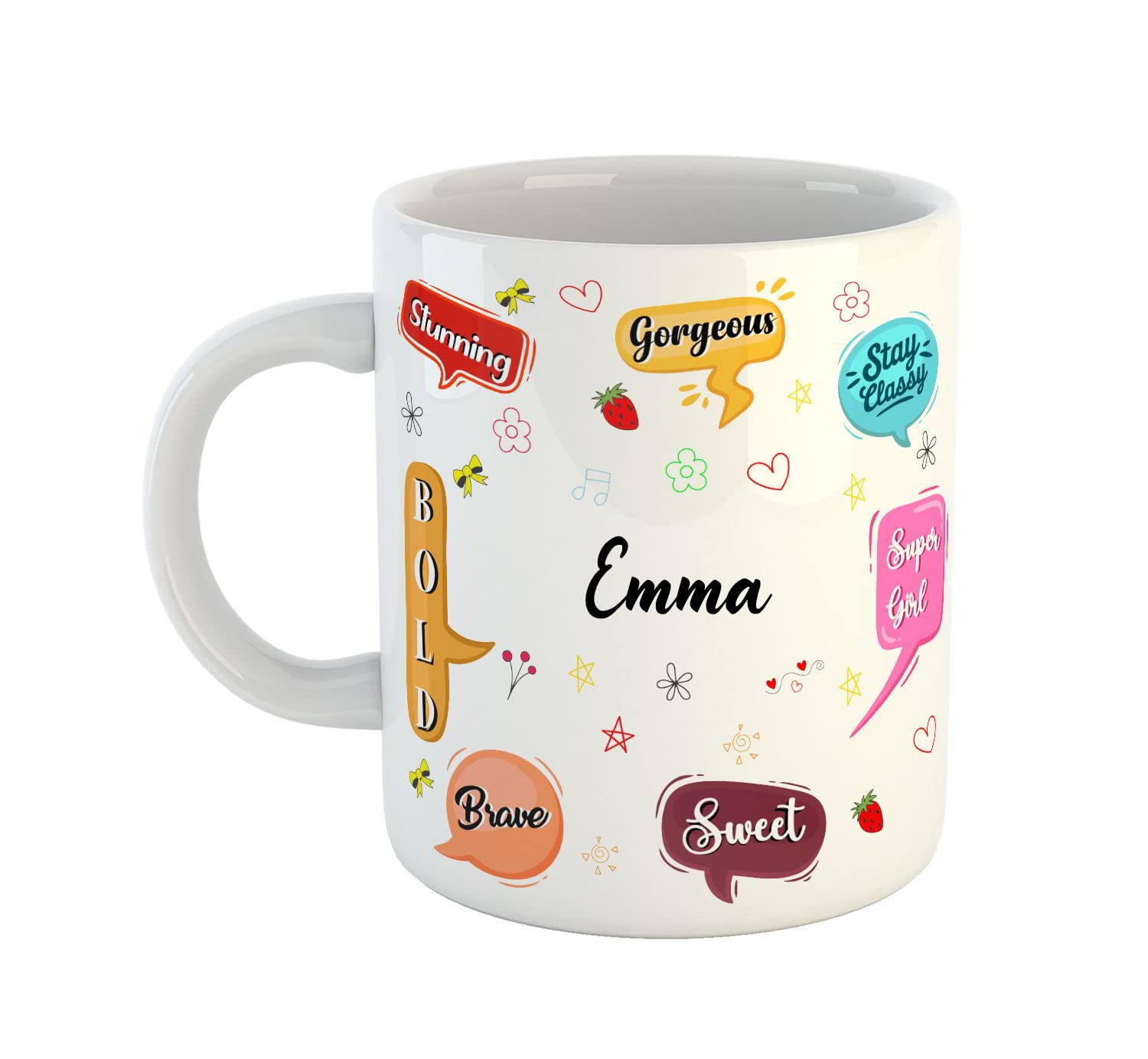 ASHVAH Personalised Emma Name Coffee Mug for Girls - Best Birthday Gift for Daughter, Sister, Girlfriend, Wife, Return Gift - Color - White, Name -Emma