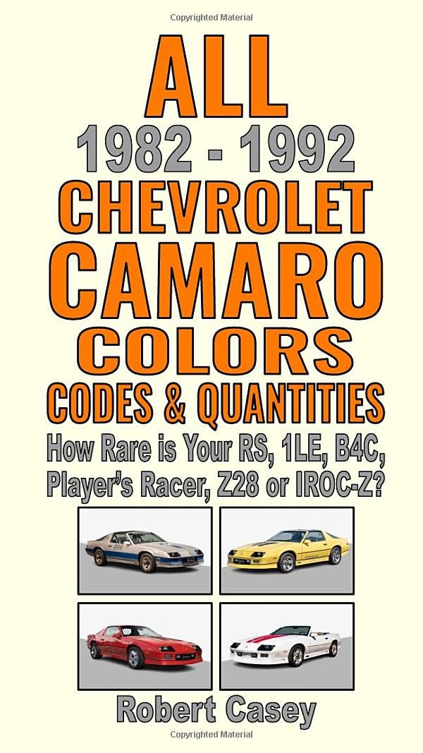 All 1982-1992 Chevrolet Camaro Colors, Codes & Quantities: How Rare is Your RS, 1LE, B4C, Player's Racer, Z28 or IROC-Z?