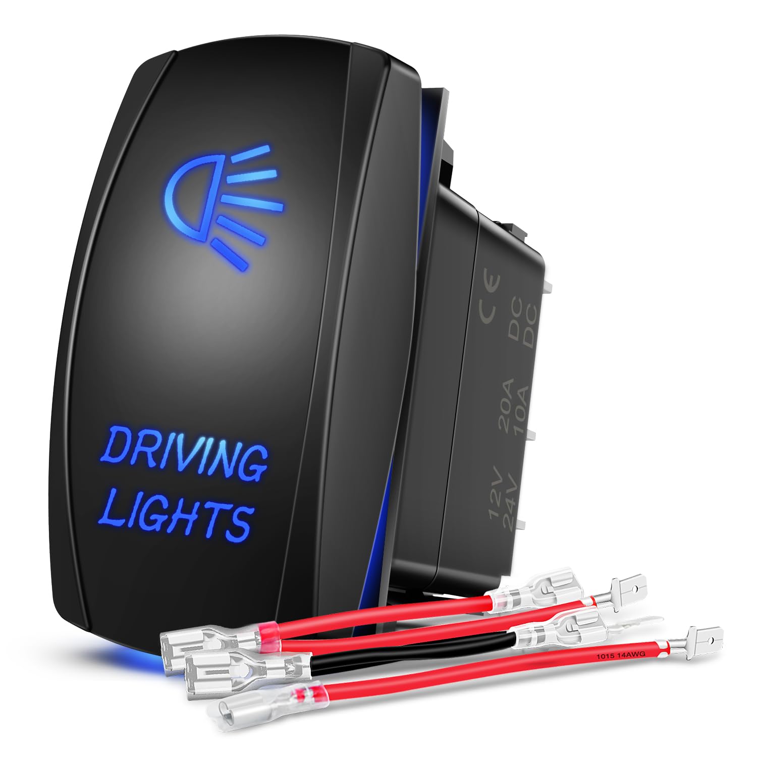 Nilight Driving Lights Rocker Switch Led Light Bar Switch 5 Pin Laser On Off SPST Switches 20A/12V 10A/24V Switch Blue with Jumper Wires Set for Cars Trucks Boats ATVs UTVs RVs-image-39