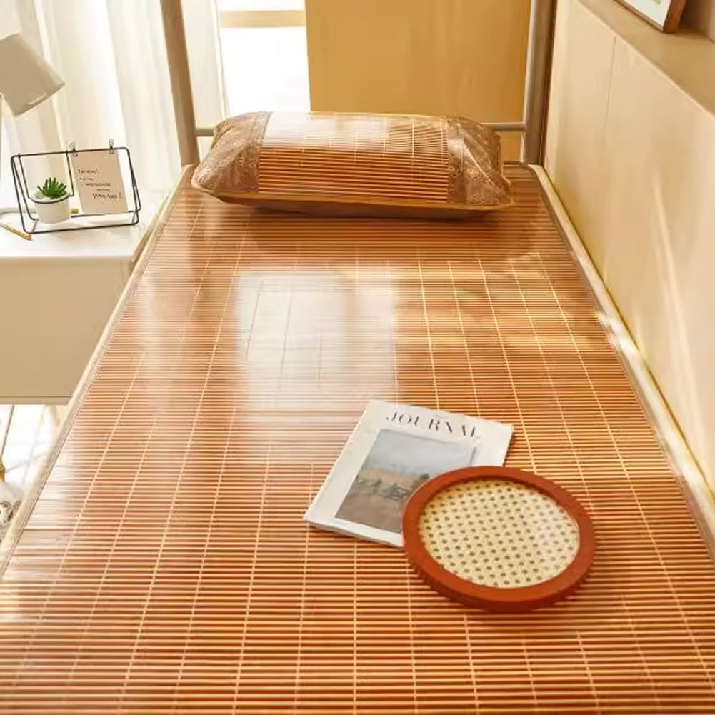 HRXQ Breathable Summer Bamboo Sleeping Mat 75″L 77″ L Home Quick Cooling Bamboo Summer Sleeping Mat For Home School Dormitory (Color : B, Size : L195xW100cm/L77xW39.4in)