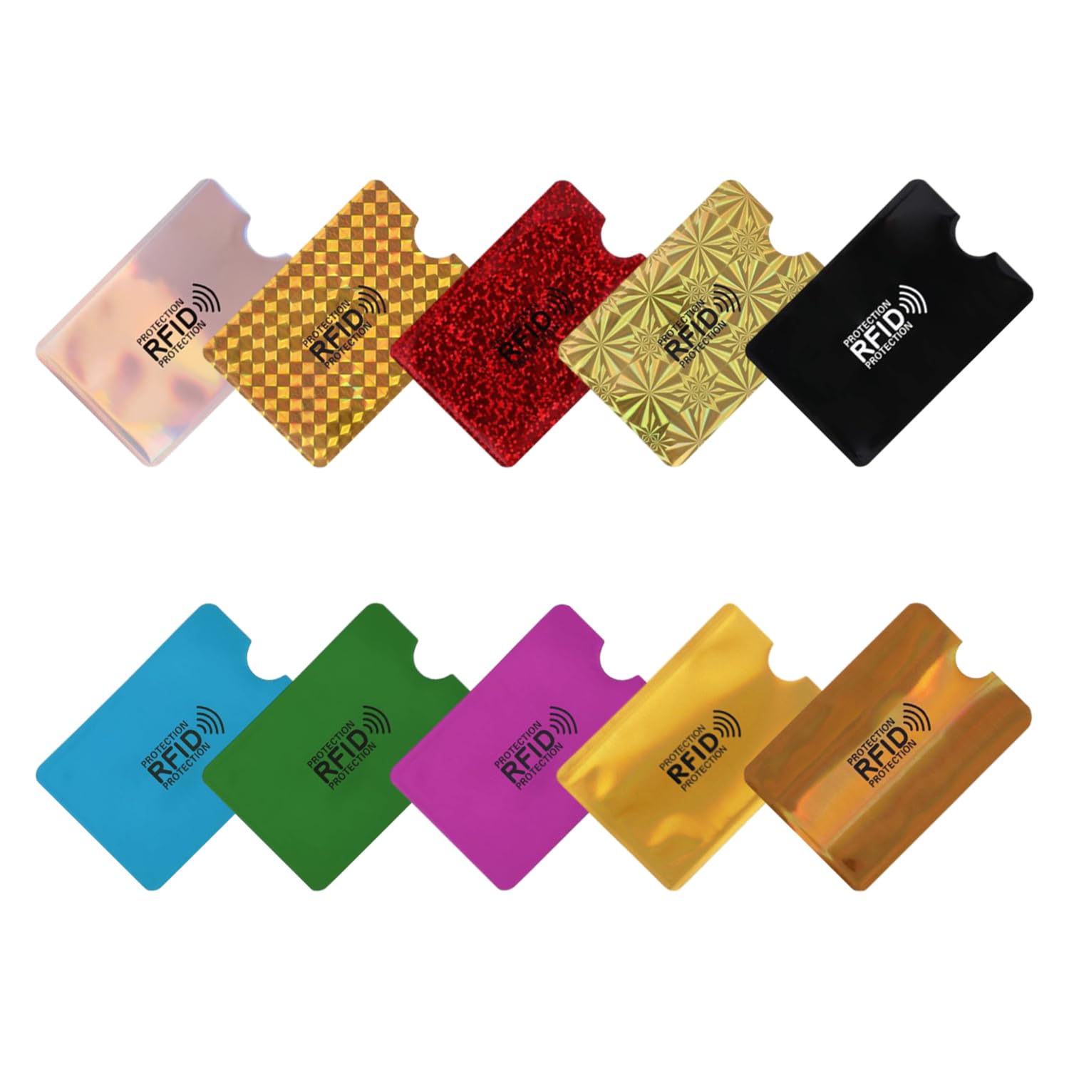 Lot De 12 Pochettes Anti-RFID - Protection Contre Le Vol De Données De Cartes - 6 Couleurs, Dimensions 9x6,2 Cm