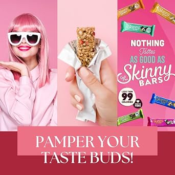 Skinny Whip and Crunch Bars x 18 in a Tin - Mixed Flavours - Low-Calorie Snack Under 100 Calories x 300g