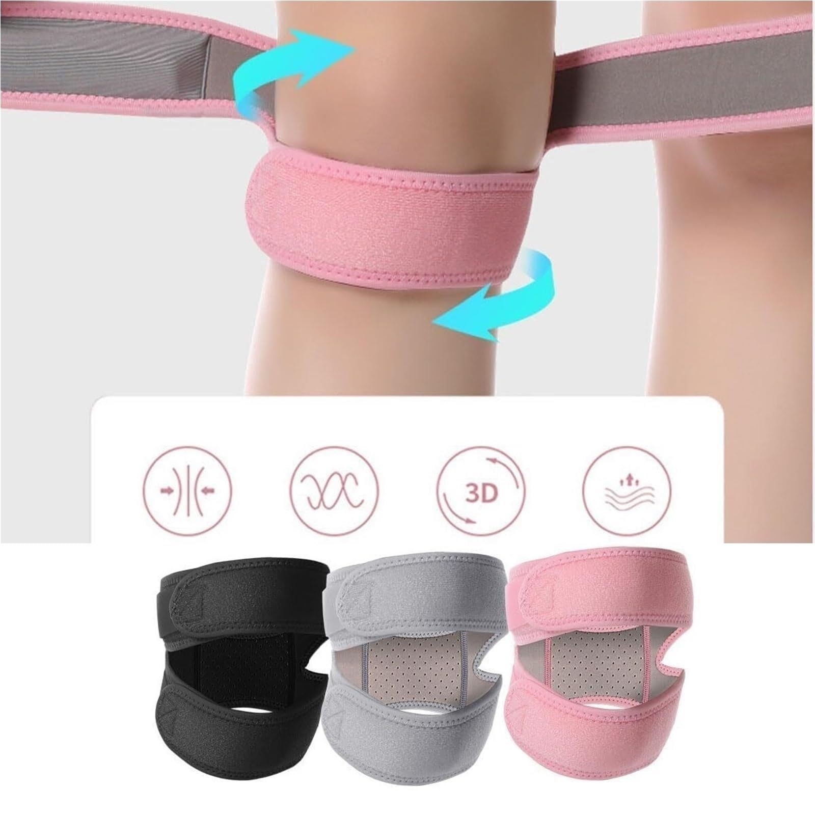 Grunsguru Knee Stabilizer, Stabilizer Knee Brace for Men & Women, Breathablity, Prevents Slipping, Reduces Pressure, Enhances Mobility for Various Leg Shapes