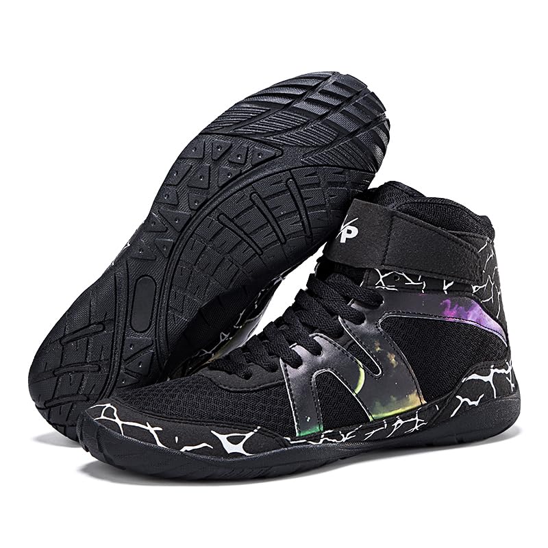 Usoway Boxing Shoes for Men and Youth, Anti-Slip Wrestling Shoes Men Youth Wrestling Shoes Training,Lightweight and Breathable Grey Wrestling Boots2