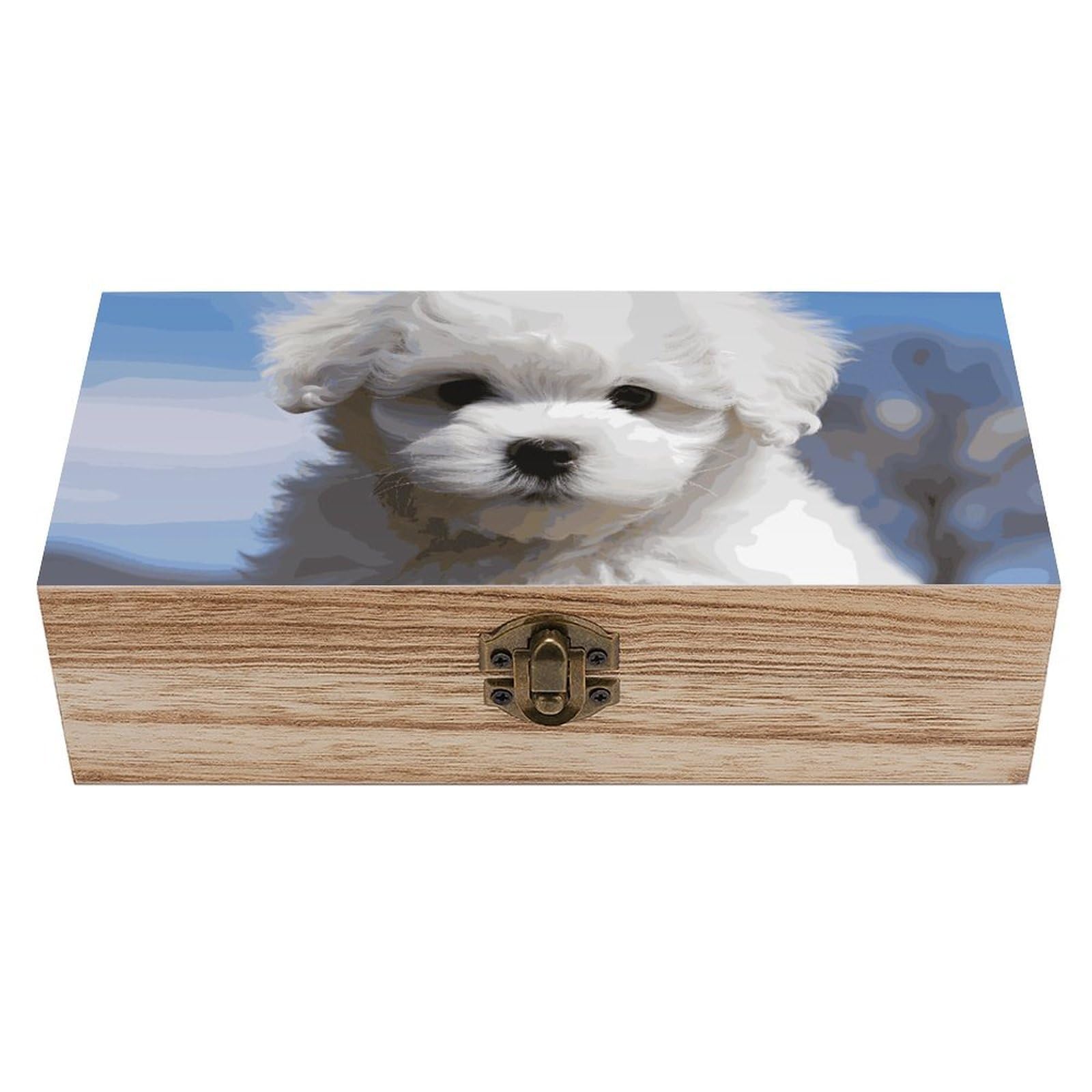 asbwuo Bichon Frise Dog Wooden Keepsake Box Storage Boxes with Hinged Lid