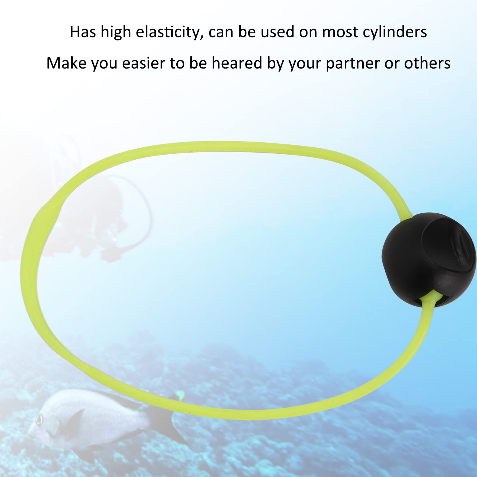 QANYEGN Scuba Diving Tool Banger, Dive Cylinder Knocker Sphere Noise Maker, Underwater Safety Signal Device for Diver Communication (Yellow Strap + Black Ball)