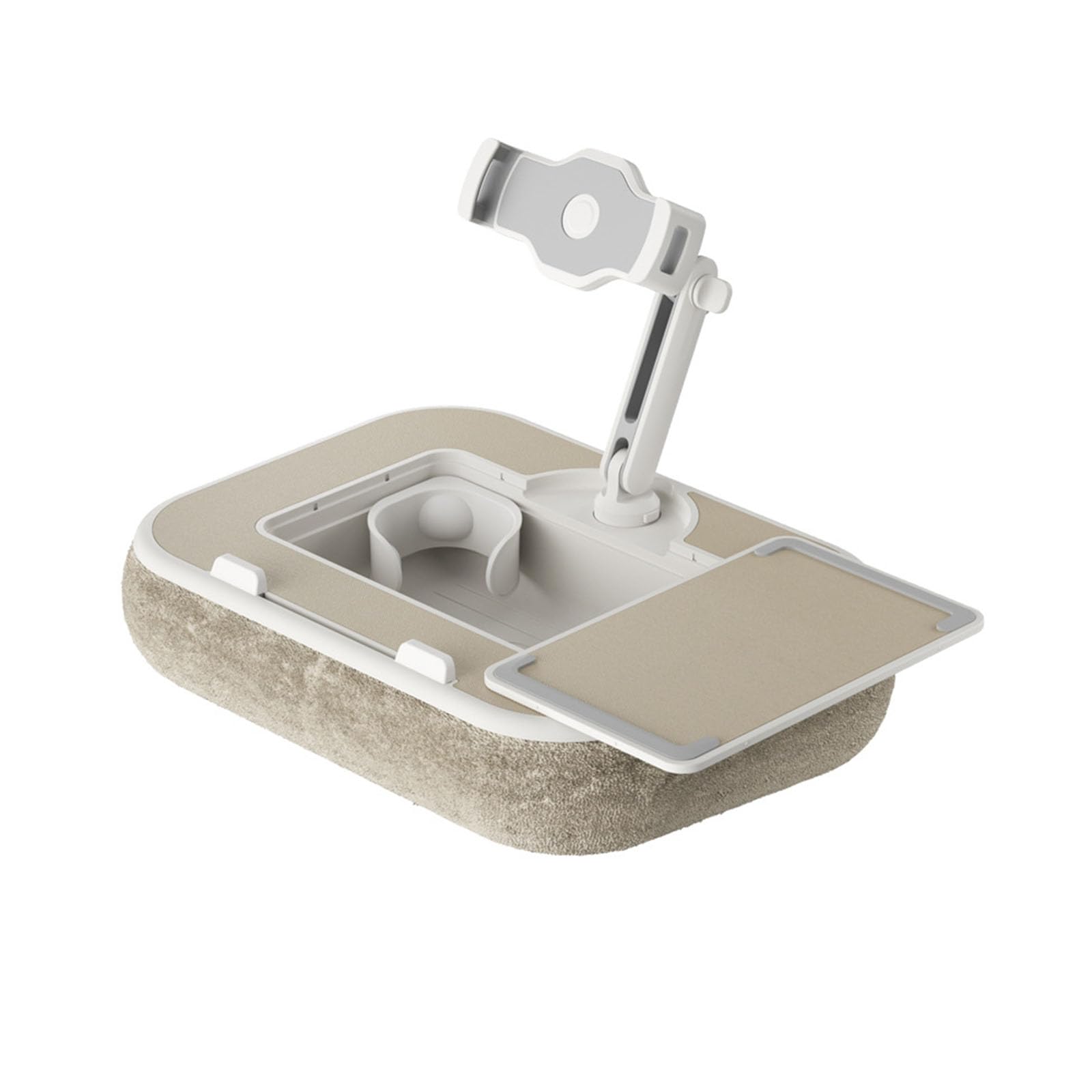 Soporte plegable para tableta portátil con soporte para bebidas y espacio de almacenamiento, estructura compacta para viajes en interiores Soporte de teléfono giratorio
