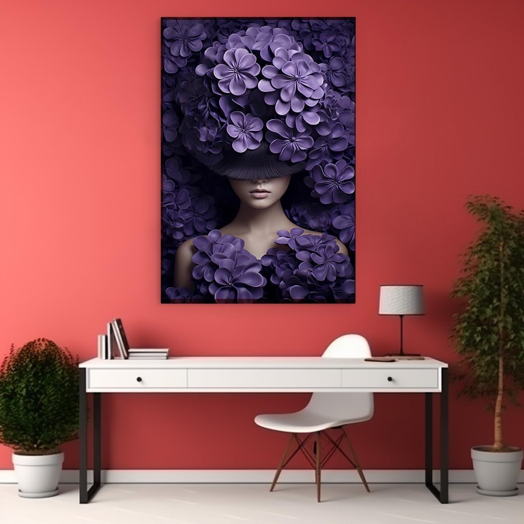 Canvas for Living room. Whispers of Elegance: A Serene Journey Through a Purple Dreamland, 27 x 18 inch Canvas Wall Art - Contemporary Masterpieces - Inspirational Office Decor