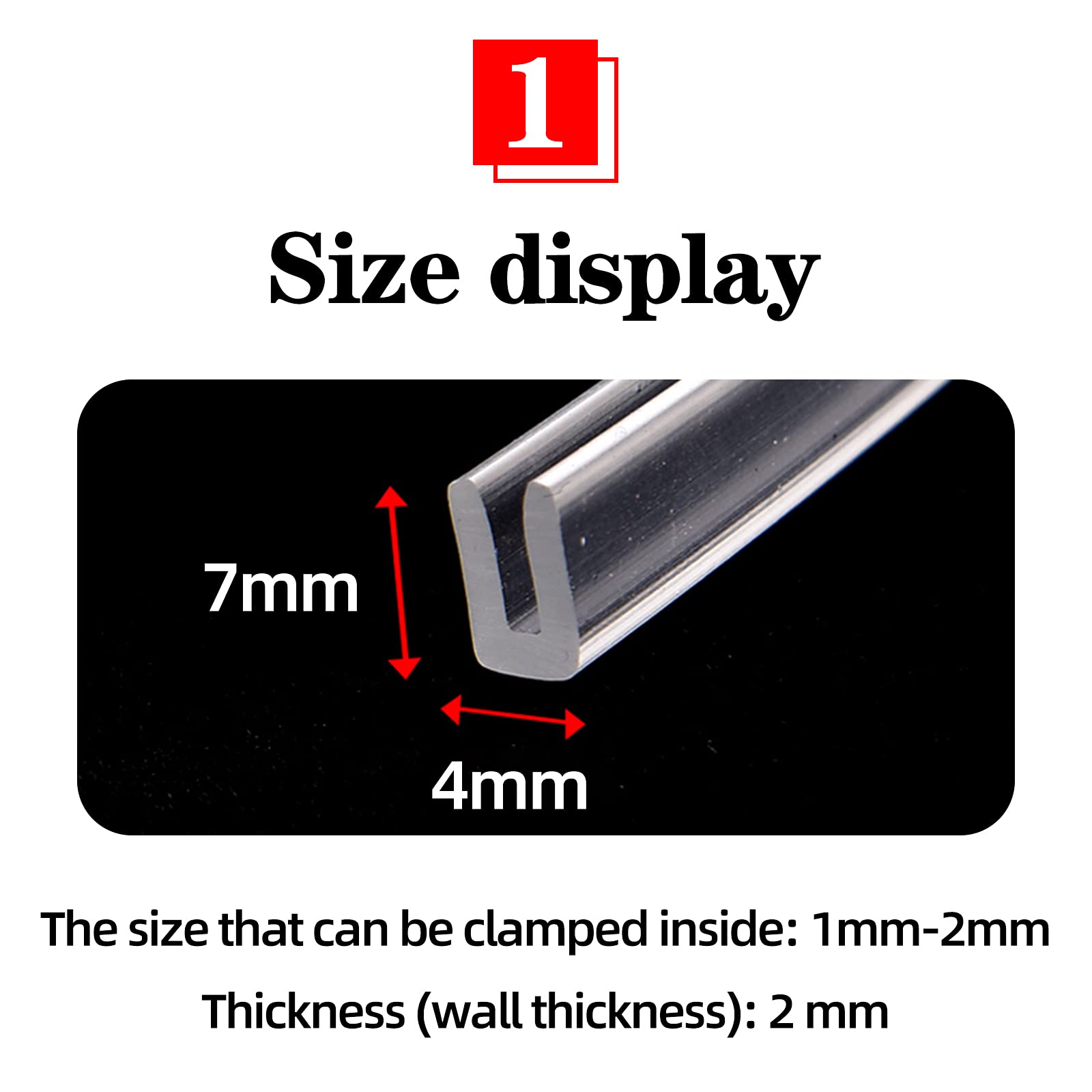 Striscia protettiva trasparente per bordi in plastica, canale a U, guarnizione in gomma adatta per proteggere il bordo del tavolo, trasparente (4 mm x 7 mm x lunghezza: 5 m)