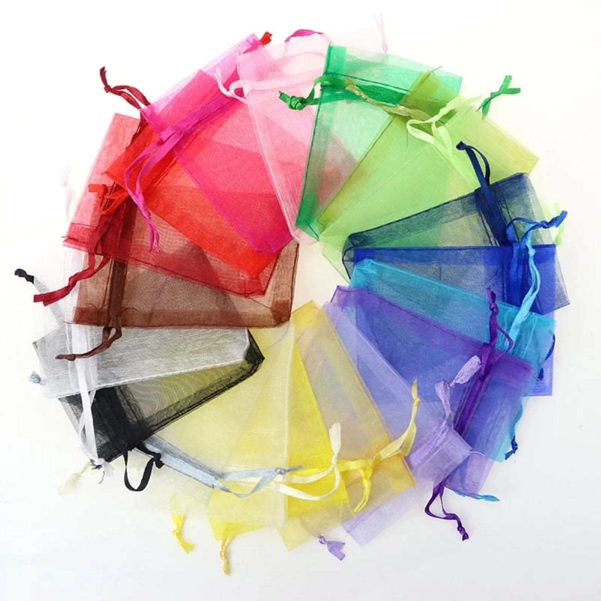 Beebeecraft 40 Organza-Beutel Mit 3D-Rosen – 4 Farben, 10x12 Cm, Mit Kordelzug, Für Geschenke & Süßigkeiten