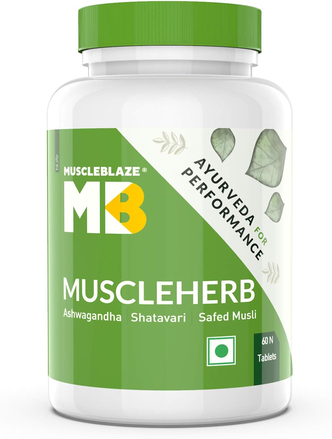 MuscleBlaze MuscleHerb, Ashwagandha, Shatavari and Safed Musli, For Muscle Gain & Performance, Ayurveda For Performance, Ayush Approved, 60 Tablets