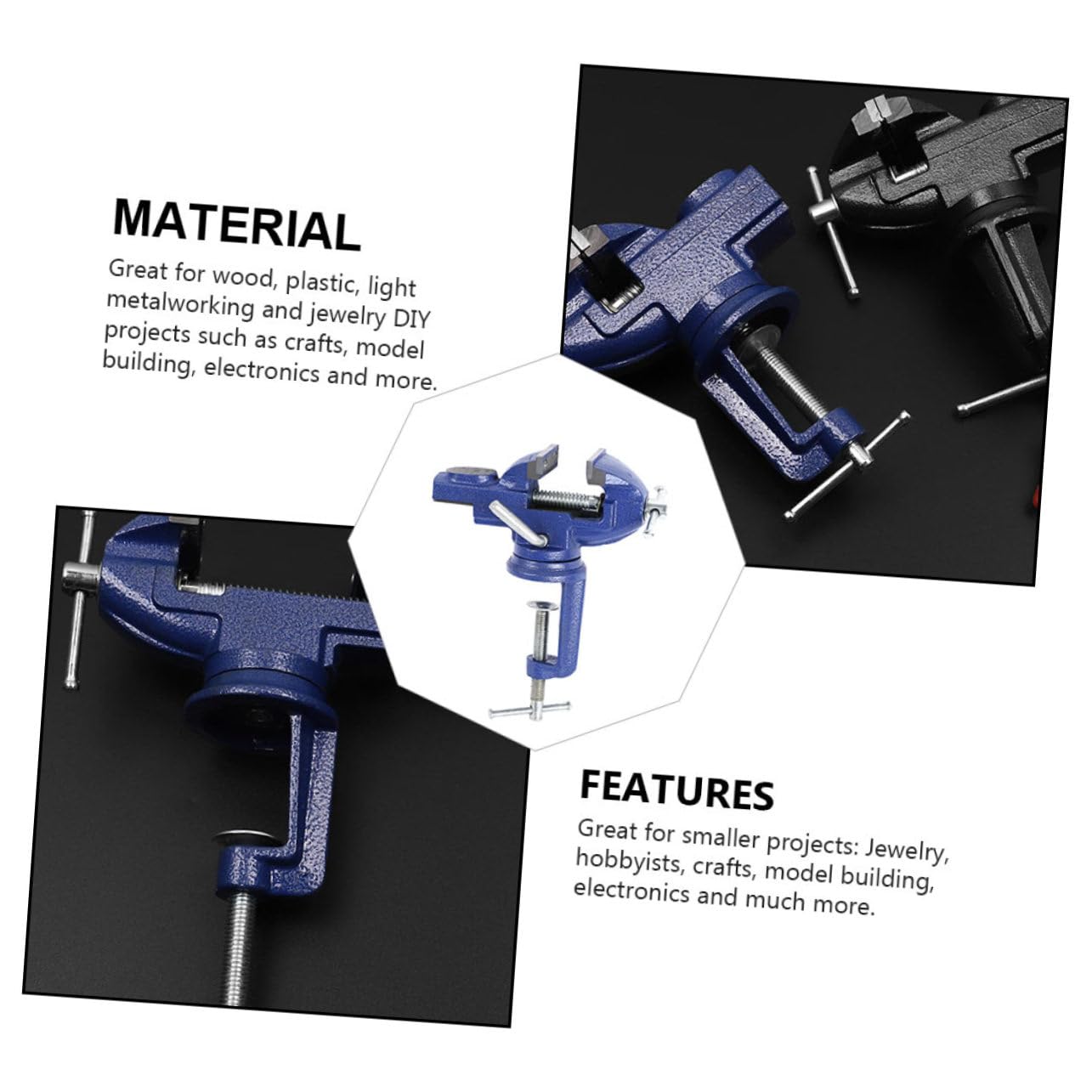 Étau D’établi Rotatif de Petite Taille 360 Degrés, Bleu
