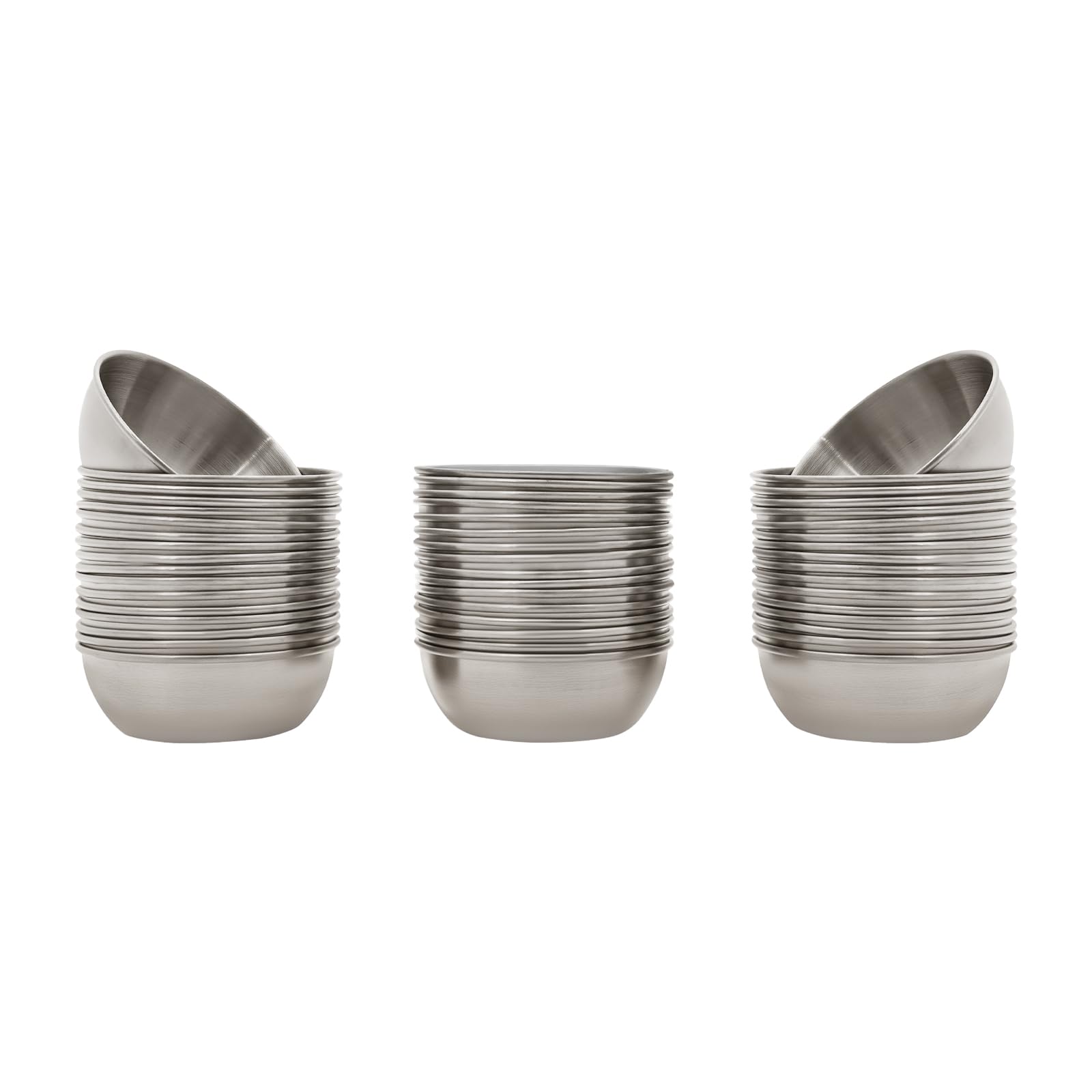 Set di 50 ciotole per salse in acciaio inox 304, ciotole per salse e spezie | 8,3 cm di diametro, impilabili, antiruggine, per salse, spezie, salse, barbecue, ristoranti, campeggio, famiglia