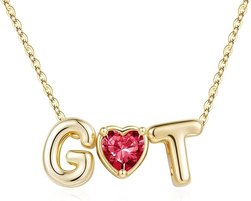 M MOOHAM Birthstone Jewelry Gifts for Women - Red July Heart Ruby Birthstone Nec