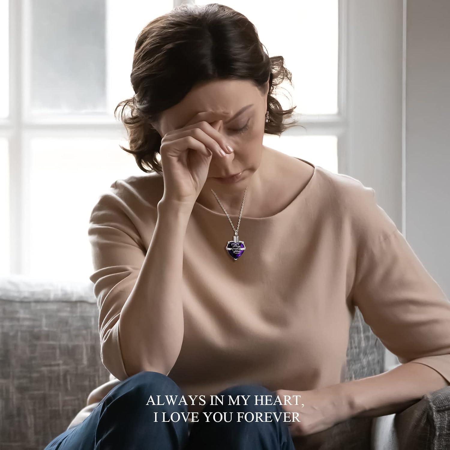 MTLEE 3 Pieces Cremation Urn Necklace for Ashes Vertical Bar Zircon, Heart Crystal Necklace Urn Stainless Steel Waterproof Memorial Pendant - Image 6