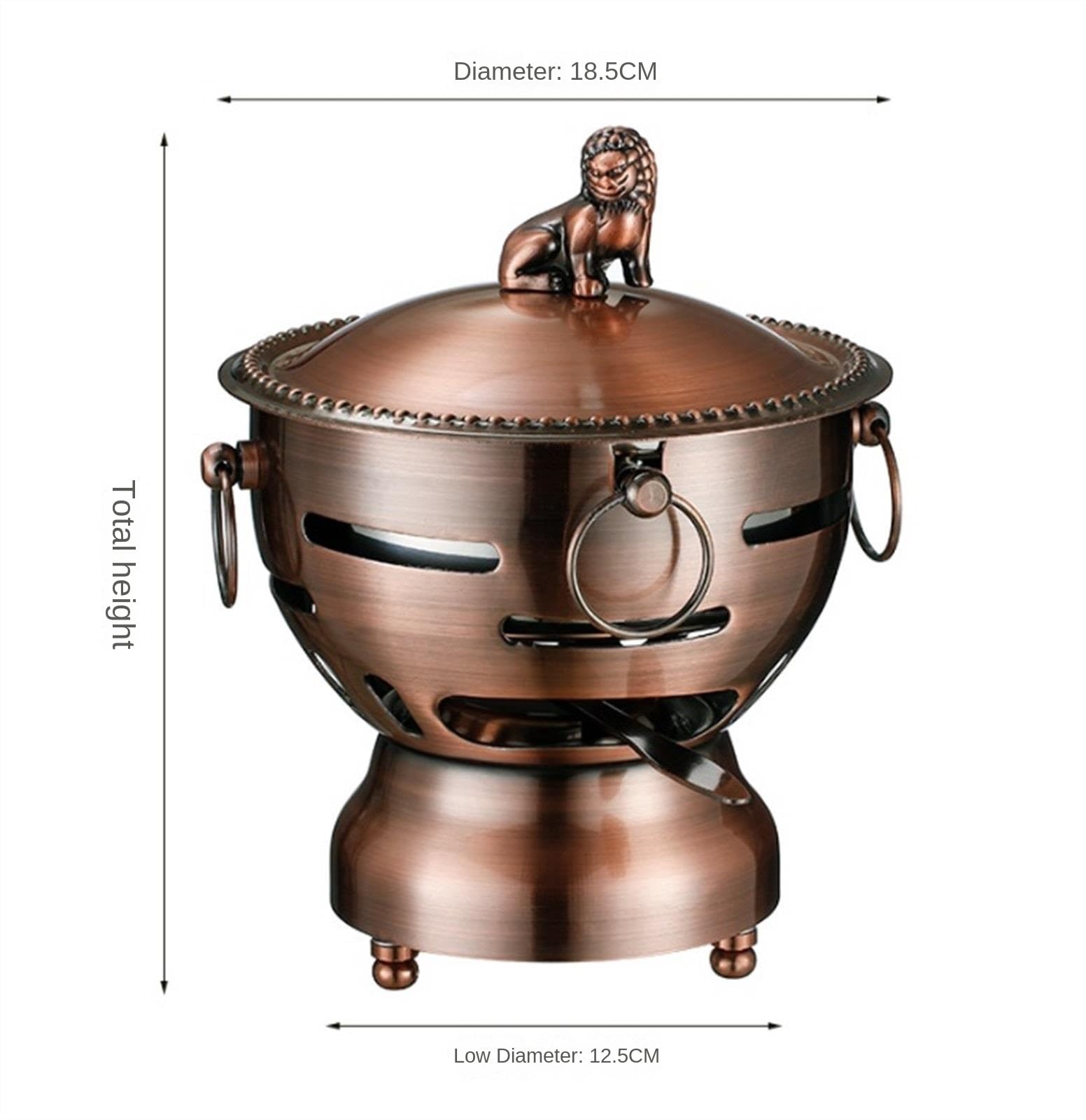 INUUXLG Chinese Hotpot Vintage Hot Pot Stainless Steel Chinese Traditional Cook Cooking Hot Pot for Home Copper Hot Pot(Silver) (Gold 24 * 18.5cm)