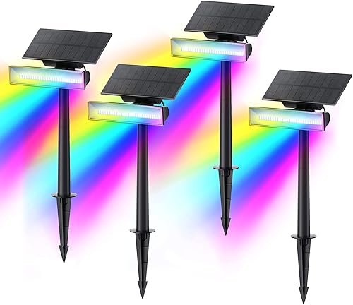 Miniatura 1 de Consciot Focos solares blancos fríos para exteriores, del atardecer al amanecer, 600 lúmenes, 3000 K, 360 , ajustables a 360, impermeables, 3