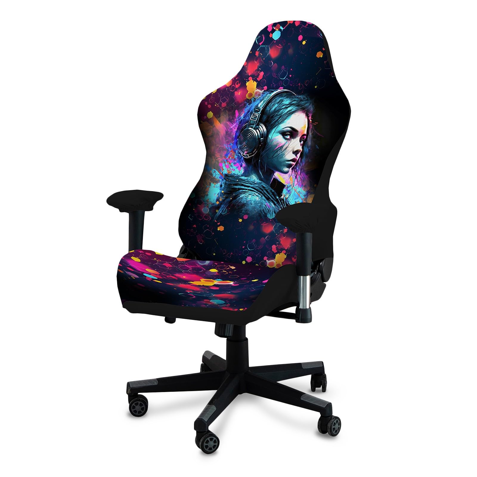 QYZDLM Gaming Chair Covers, 3D Printing Stretchable Soft Non-Slip Easy to Install Gamer Chair Cover with Armrest Cover(No Chair)(B)