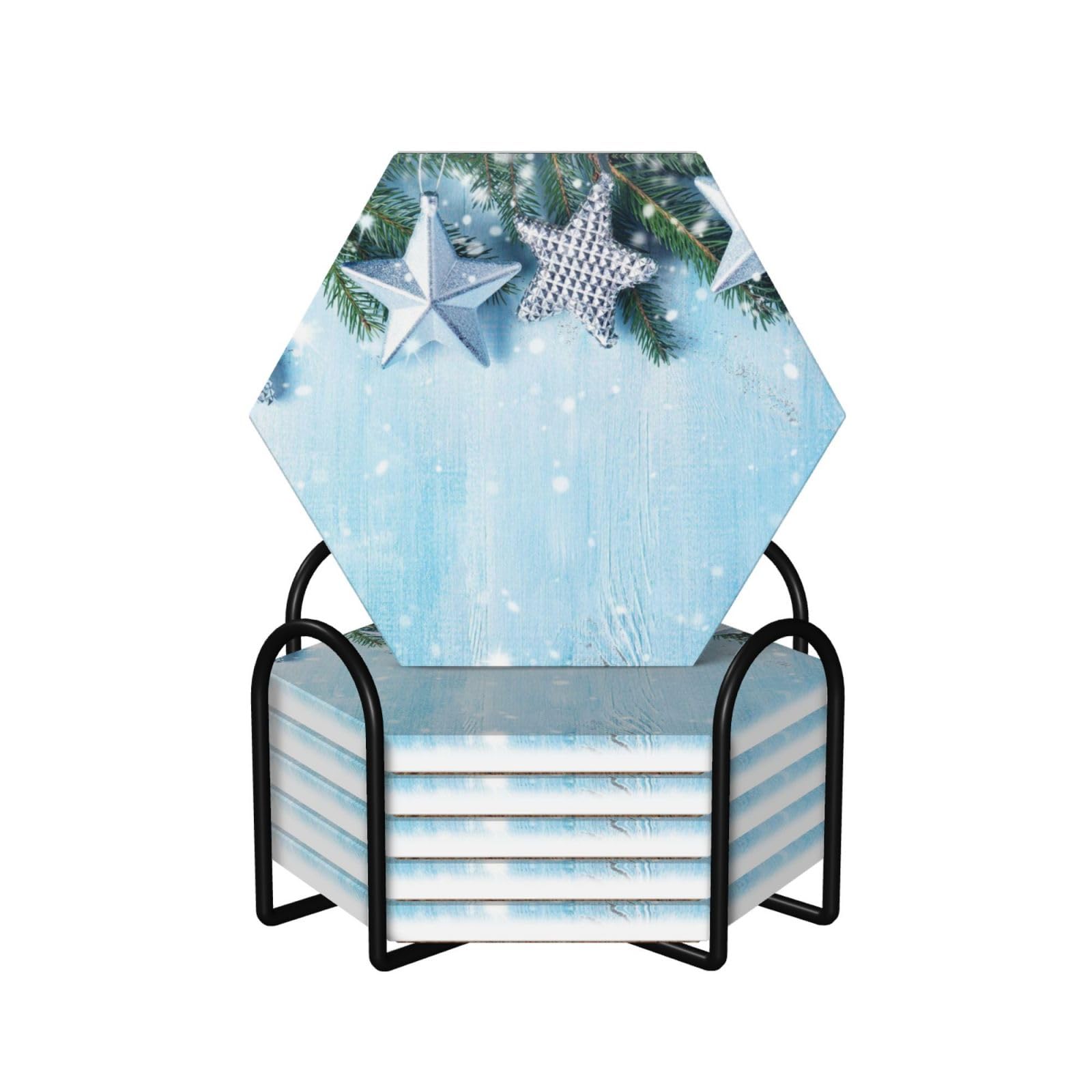 Dessous de verre en céramique bleu lot de 6, cadeau idéal de mariage