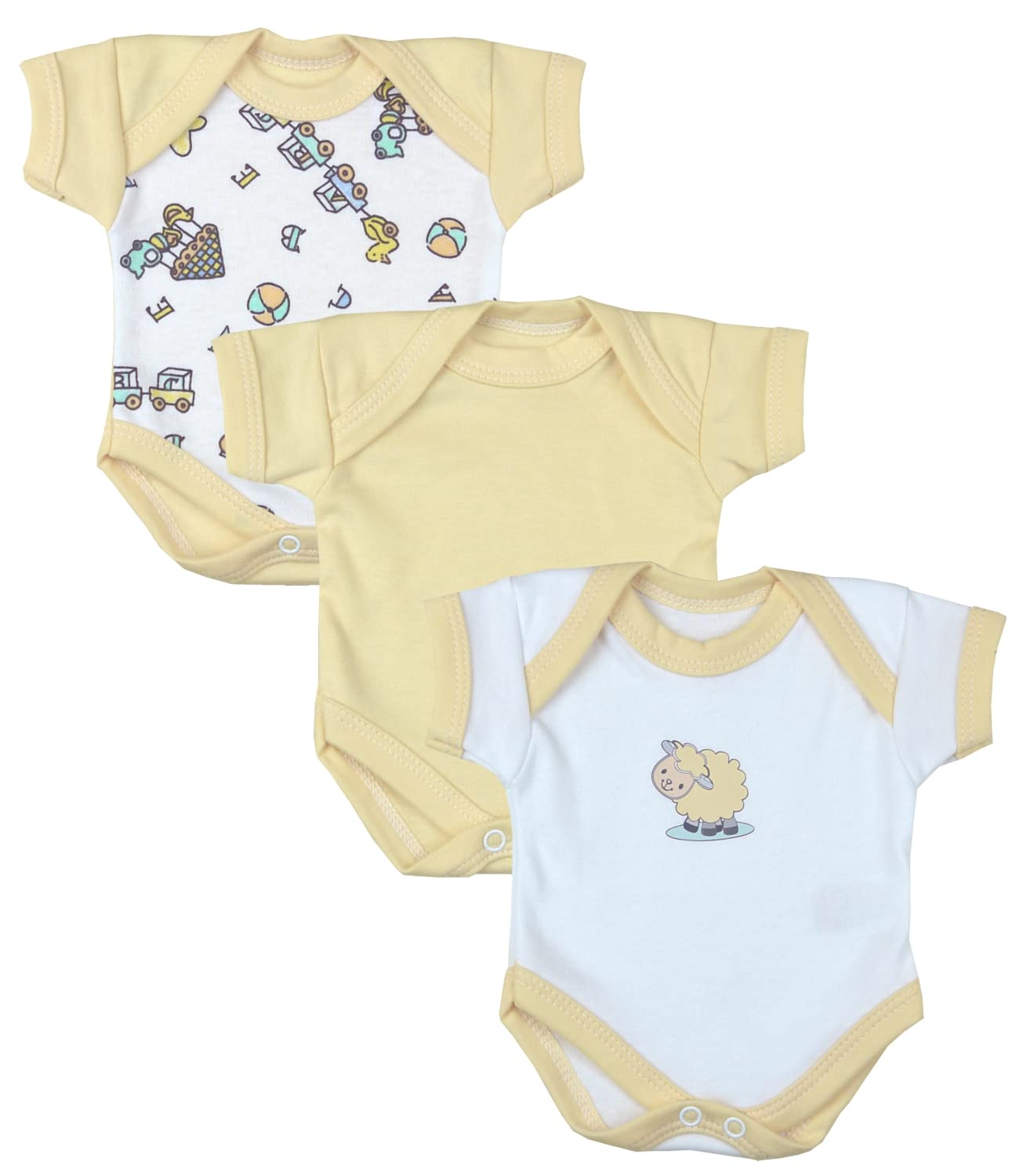 BabyPrem Premature Early Baby Clothes Bodysuits 3 Pc Lemon Retro Toys 1.5lb - 3.5lb
