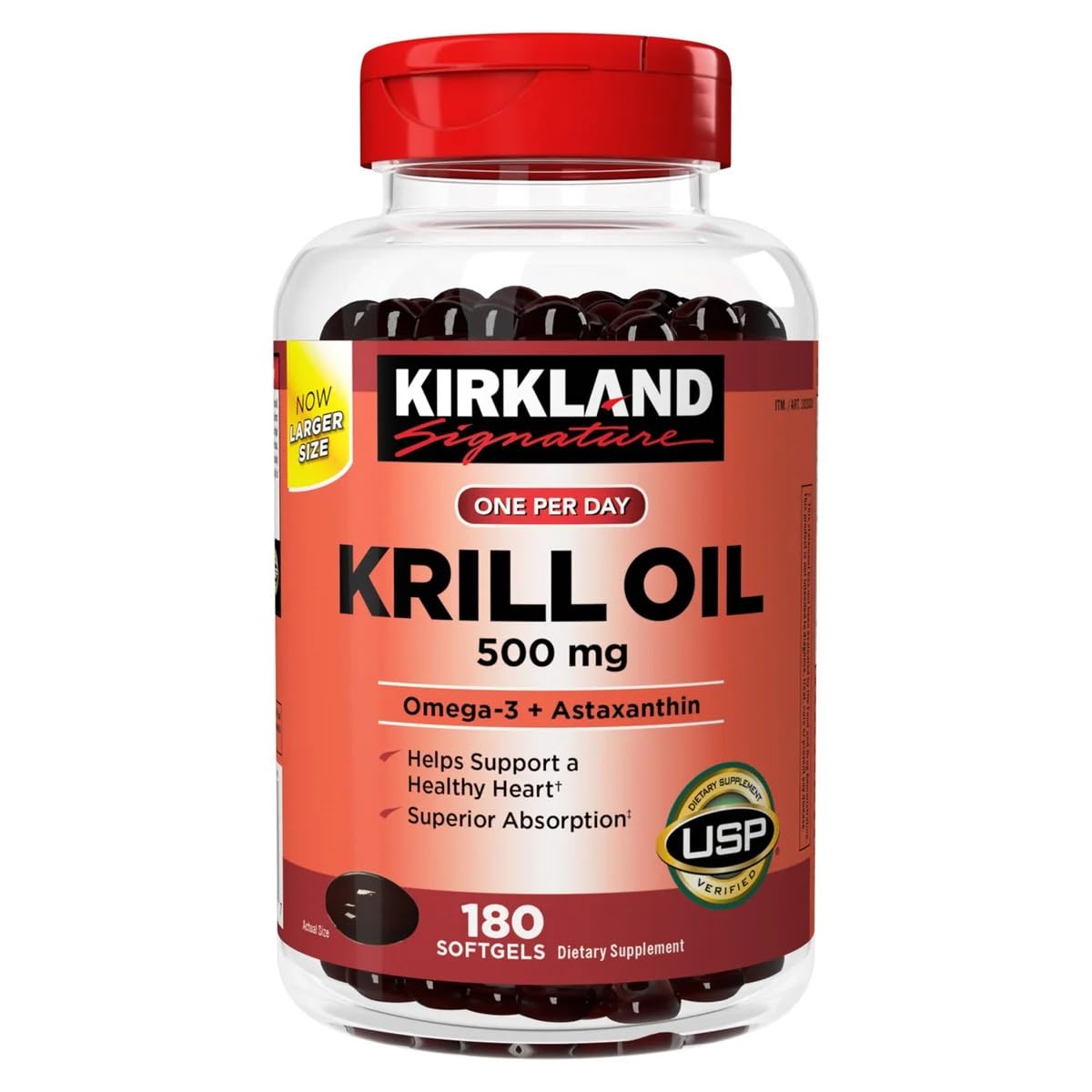 KIRKLAND Signature Krill Oil 500mg, 180 Softgels
