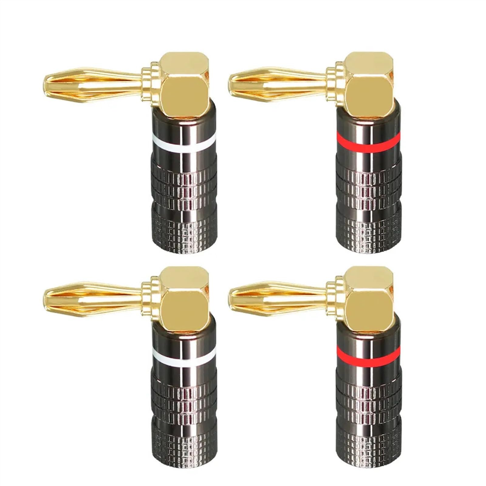 Connecteurs type banane à angle droit de 90 degrés, connecteur type banane plaqué or 24 carats pour amplificateur de haut-parleur (8 pièces)