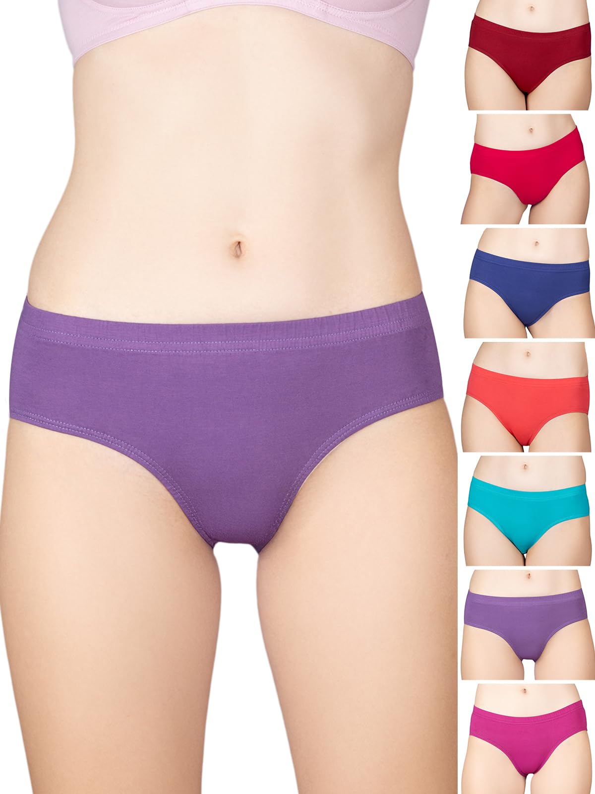 lux cozi Cotton Women's Plain Pack of 8 Solid Hipster Panties (Colors and Prints May Vary)-picture-23