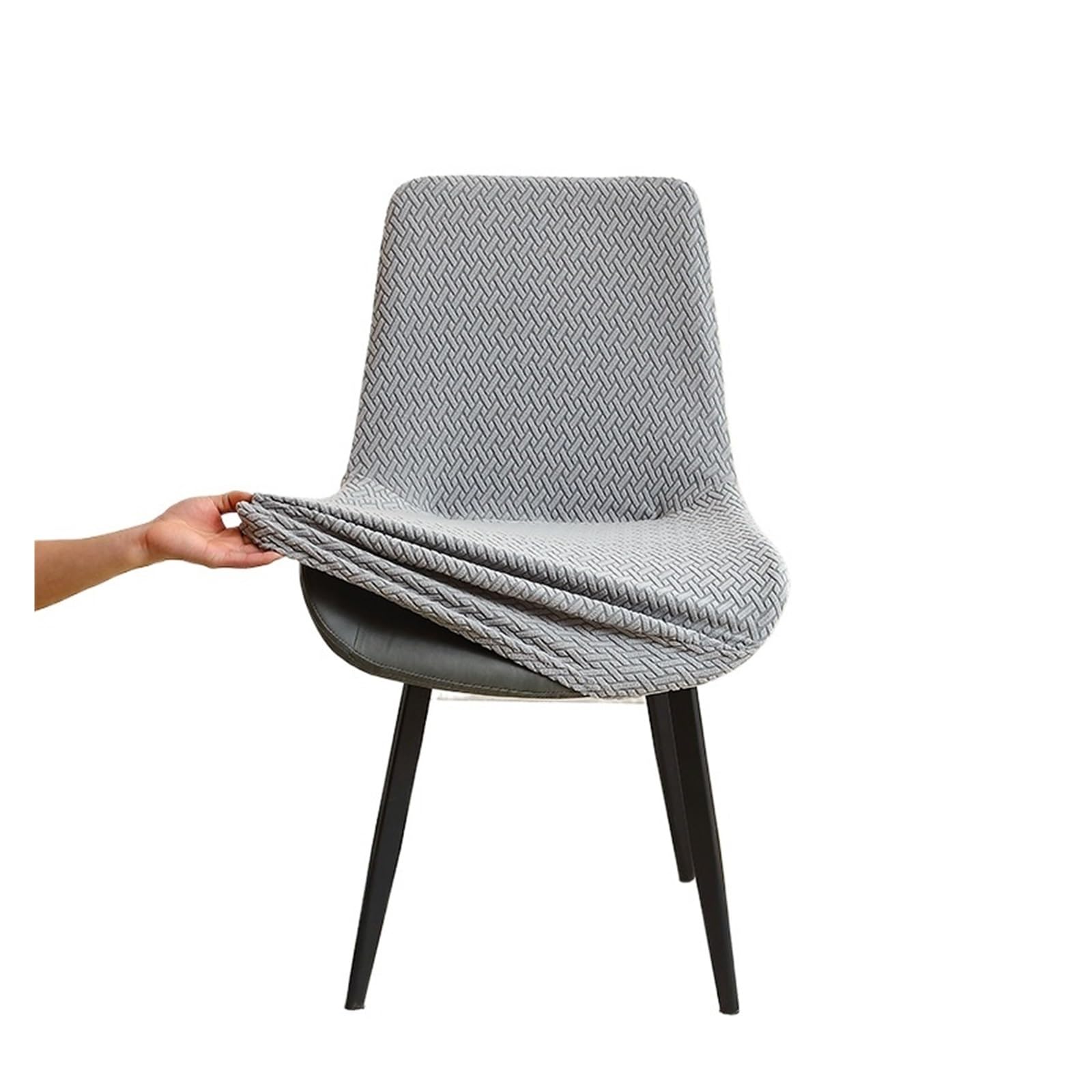 CIOPLJHKL 1/4pcs Jacquard Curved Chair Covers Stretch Dining Slipcover Solid Color Armless Seat Case For Hotel Office Banquet for Hotel, Banquet(A3 chair cover,4pcs)