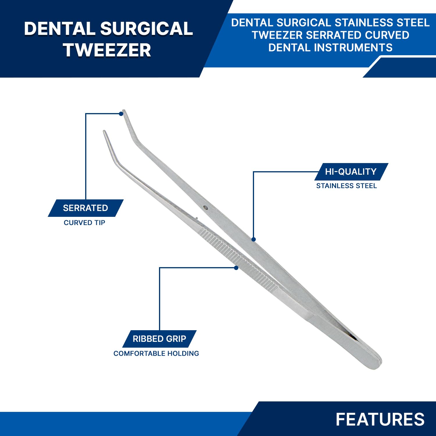 Pinzas de acero inoxidable, con punta dentada curvada, multiusos, pinzas para máquina de coser, pinzas para reparación de manualidades (10)
