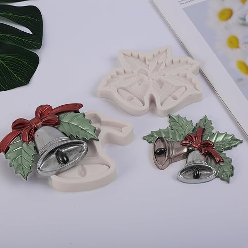 Miniatura 7 de Molde de silicona de campana de Navidad, moldes para fondant de hojas de acebo, para decoración de pasteles, decoración de cupcakes, chocolate,