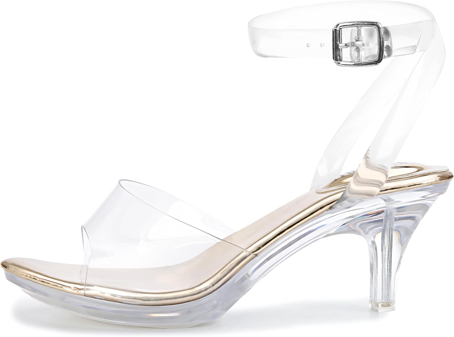 NBUUNBU Clear Strappy Heels For Women Transparent Ankle Strap Platform High Heeled Sandals Sexy Stiletto Comfortable Crystal Dress Shoes Adjustable Buckle Open Toe Pump Mules - Image 4