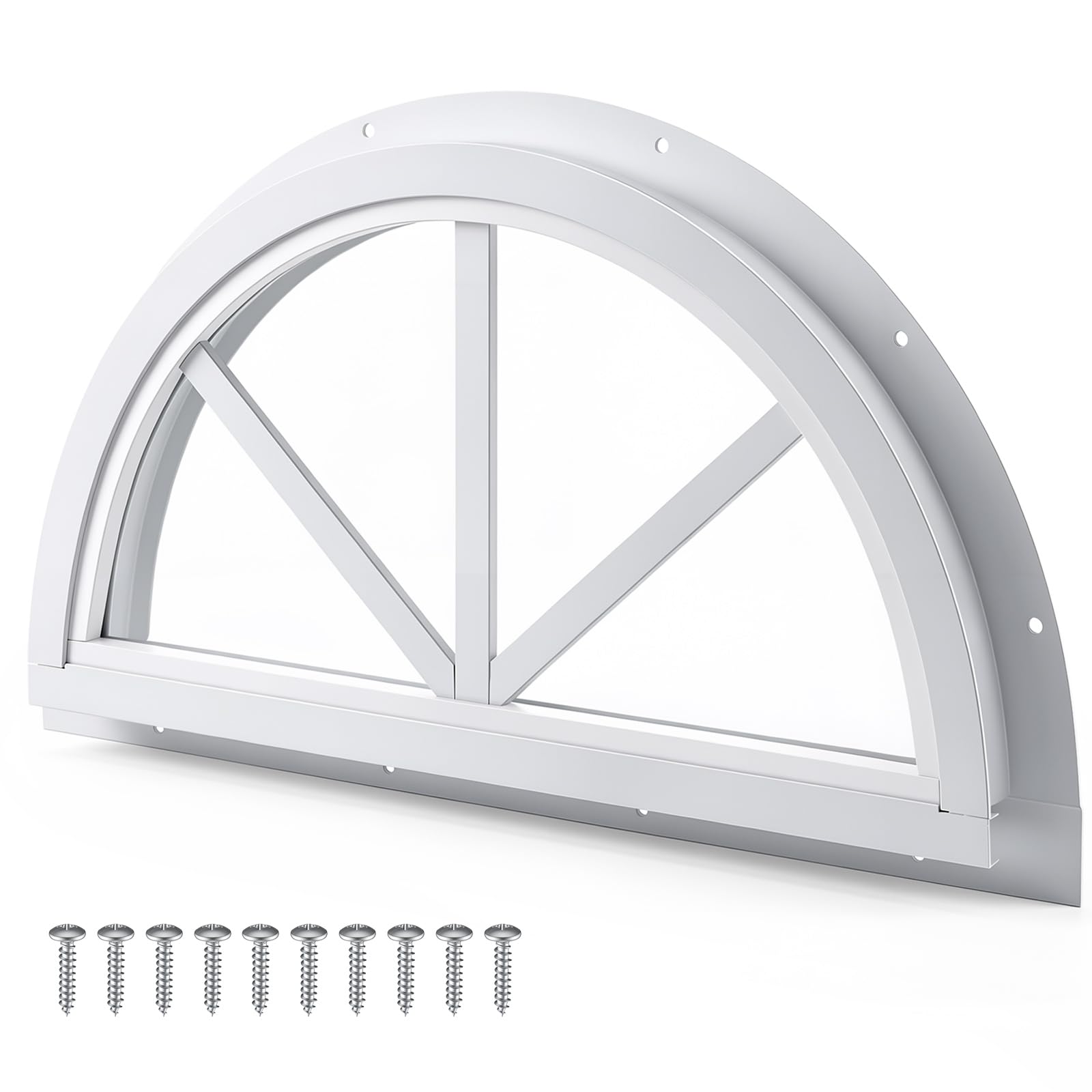Ventana de media luna para casitas de juegos y gallineros que mejora la luz del jardín